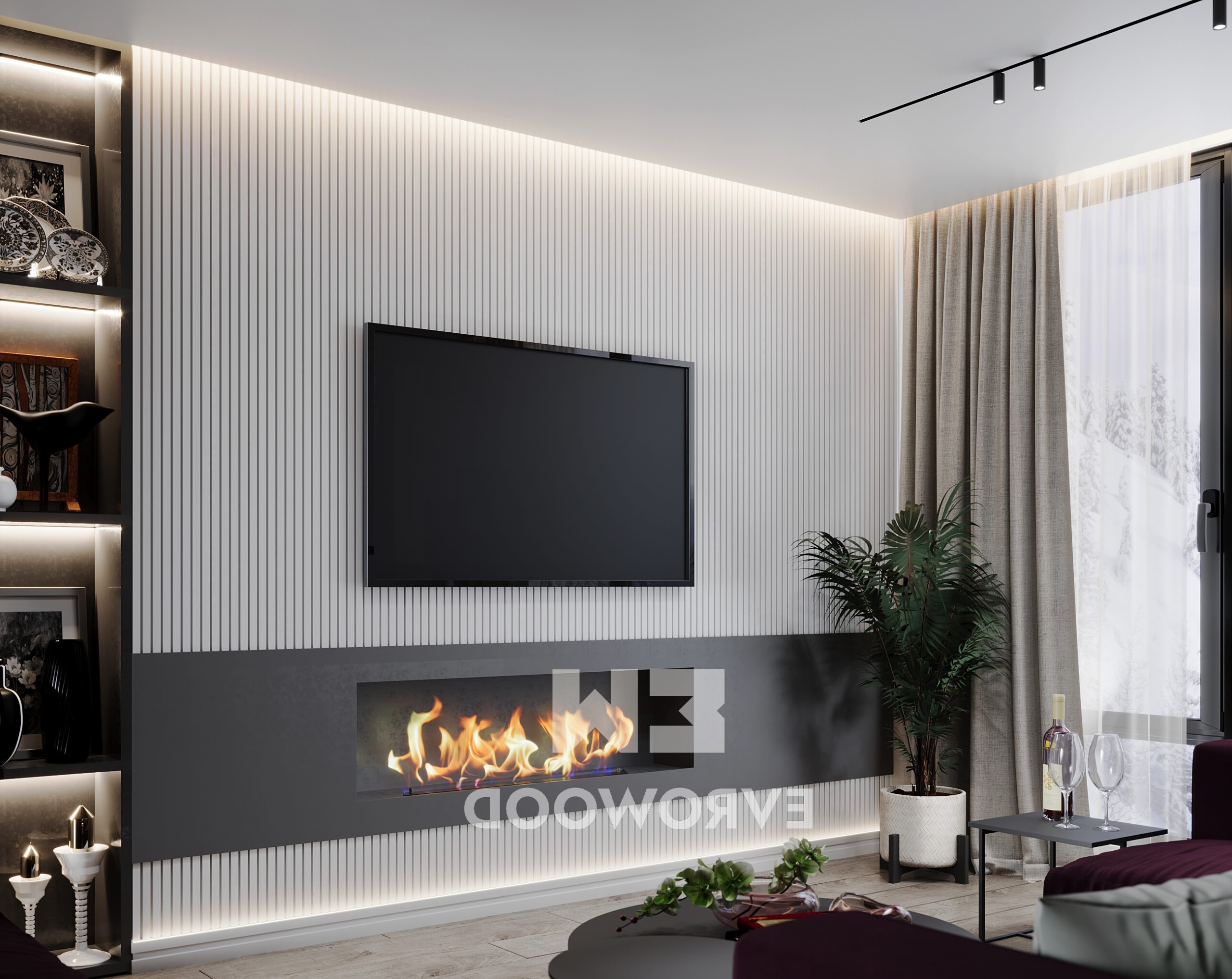 Стеновая панель под покраску Evrowood PL 05 2000×120×12 фото в интерьере