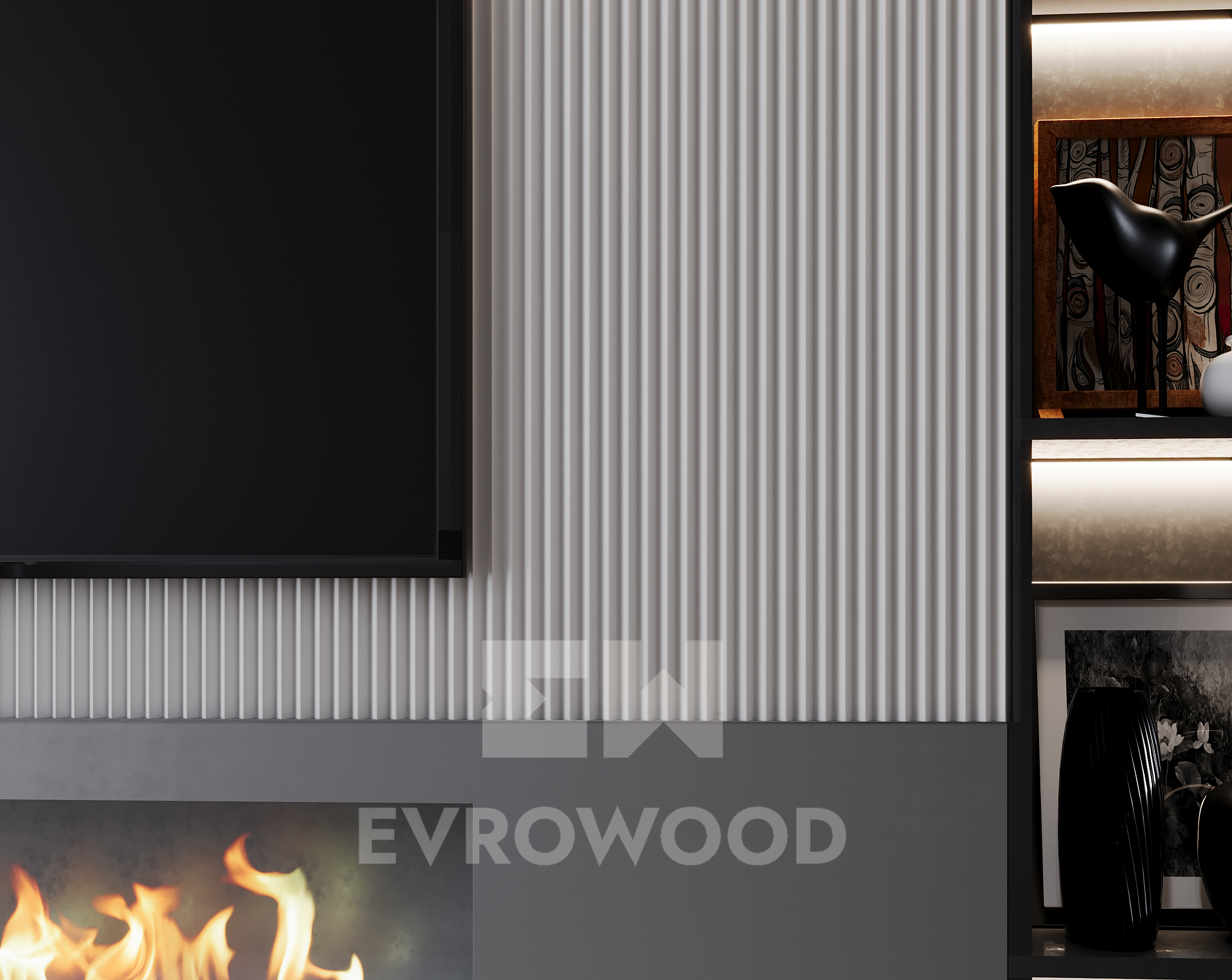 Стеновая панель под покраску Evrowood PL 06 2000×120×12 фото в интерьере