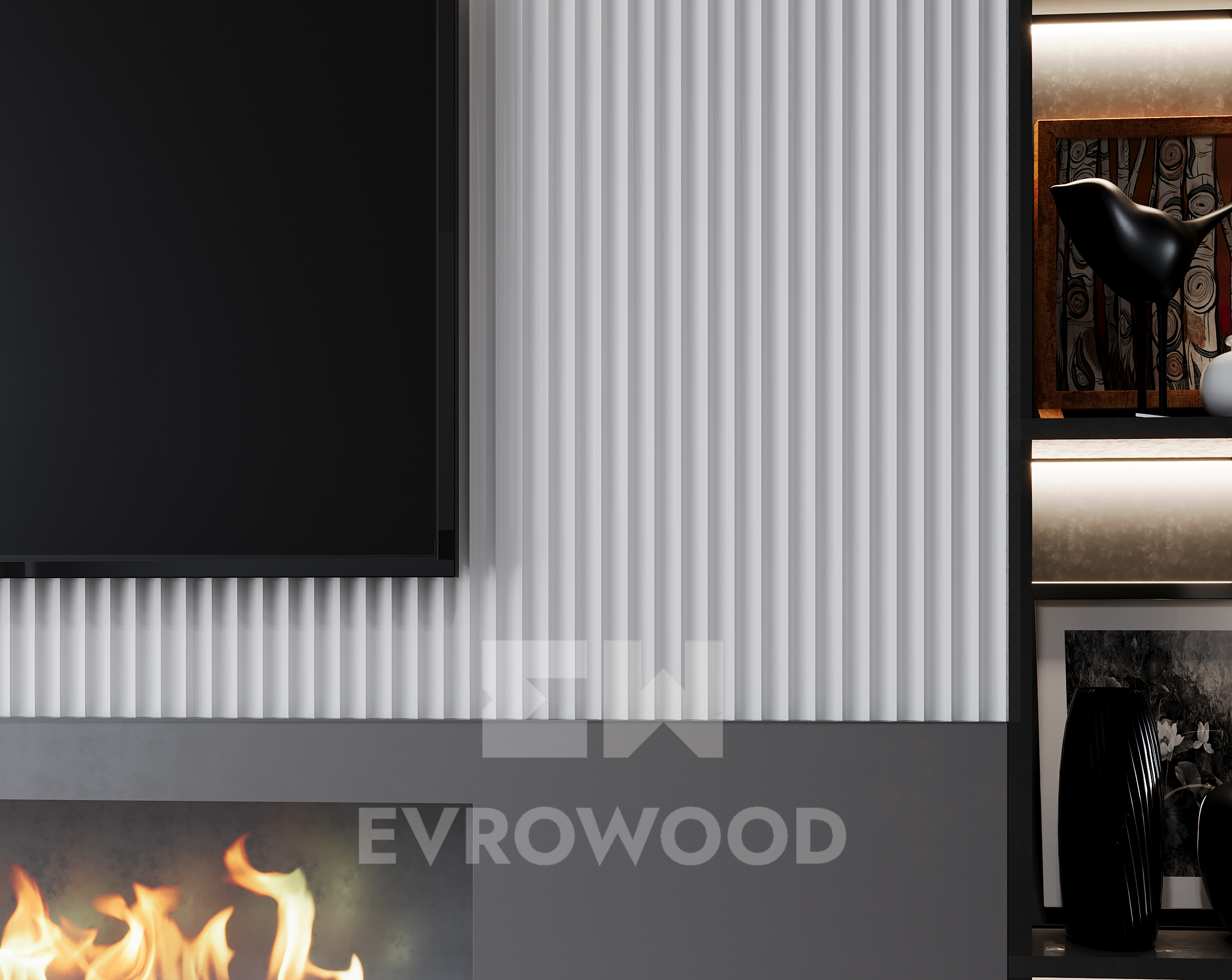 Стеновая панель под покраску Evrowood PL 08 2000×120×12 фото в интерьере