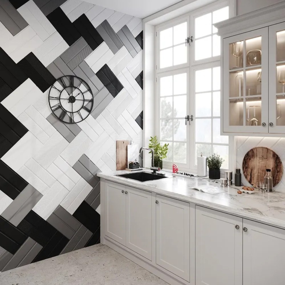 Стеновая панель из полистирола под покраску Decor-Dizayn Грани DD920 3000×220×10 фото в интерьере