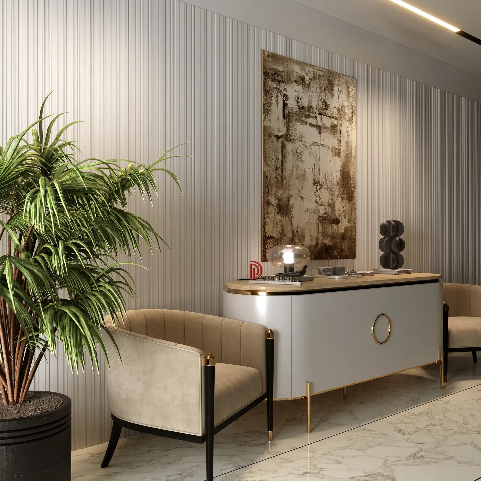 Стеновая панель из полистирола под покраску Decor-Dizayn Modern DD924 2000×150×10 фото в интерьере