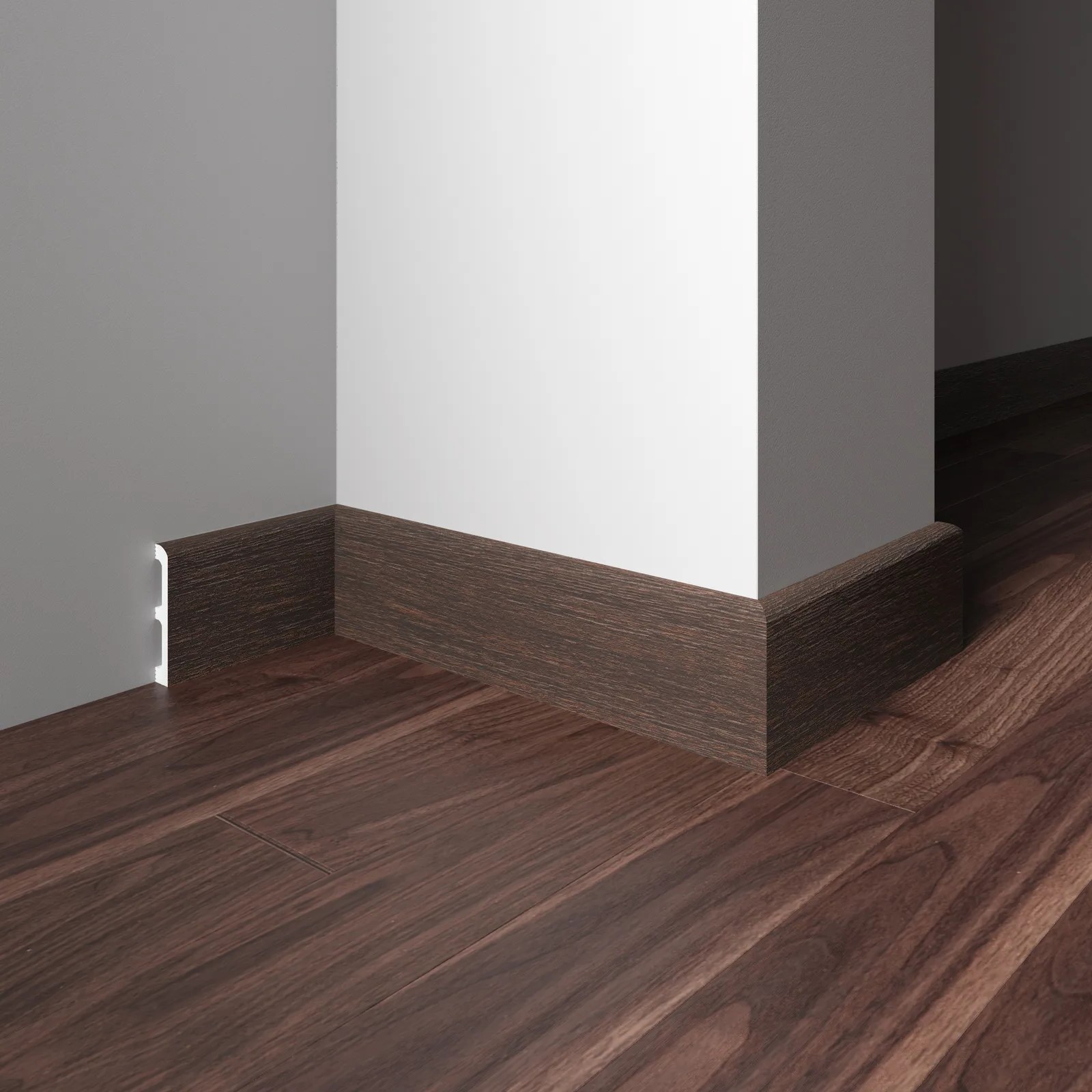 Плинтус Decor-Dizayn 706-73SH 2400×80×13 фото в интерьере