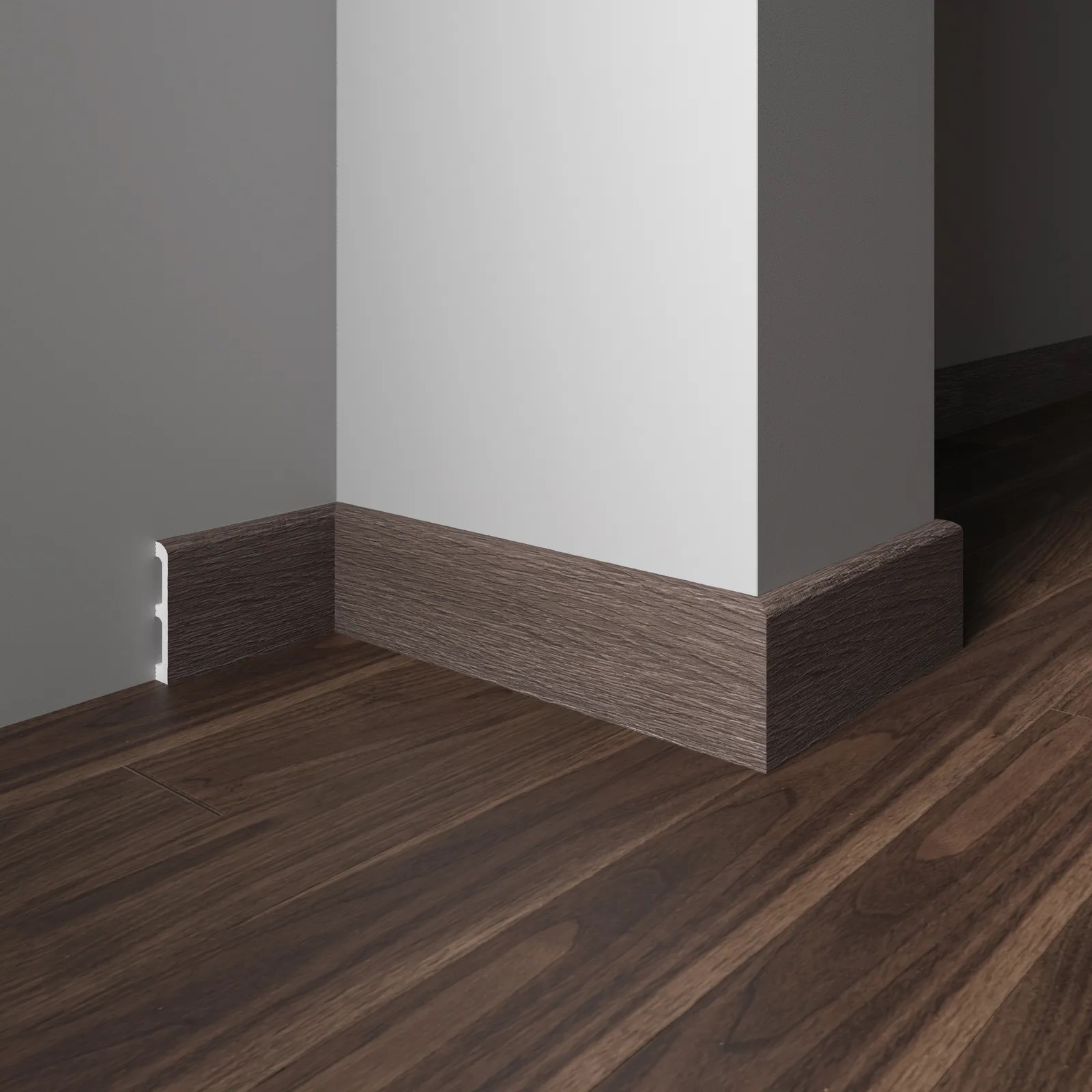 Плинтус Decor-Dizayn 706-81SH 2400×80×13 фото в интерьере