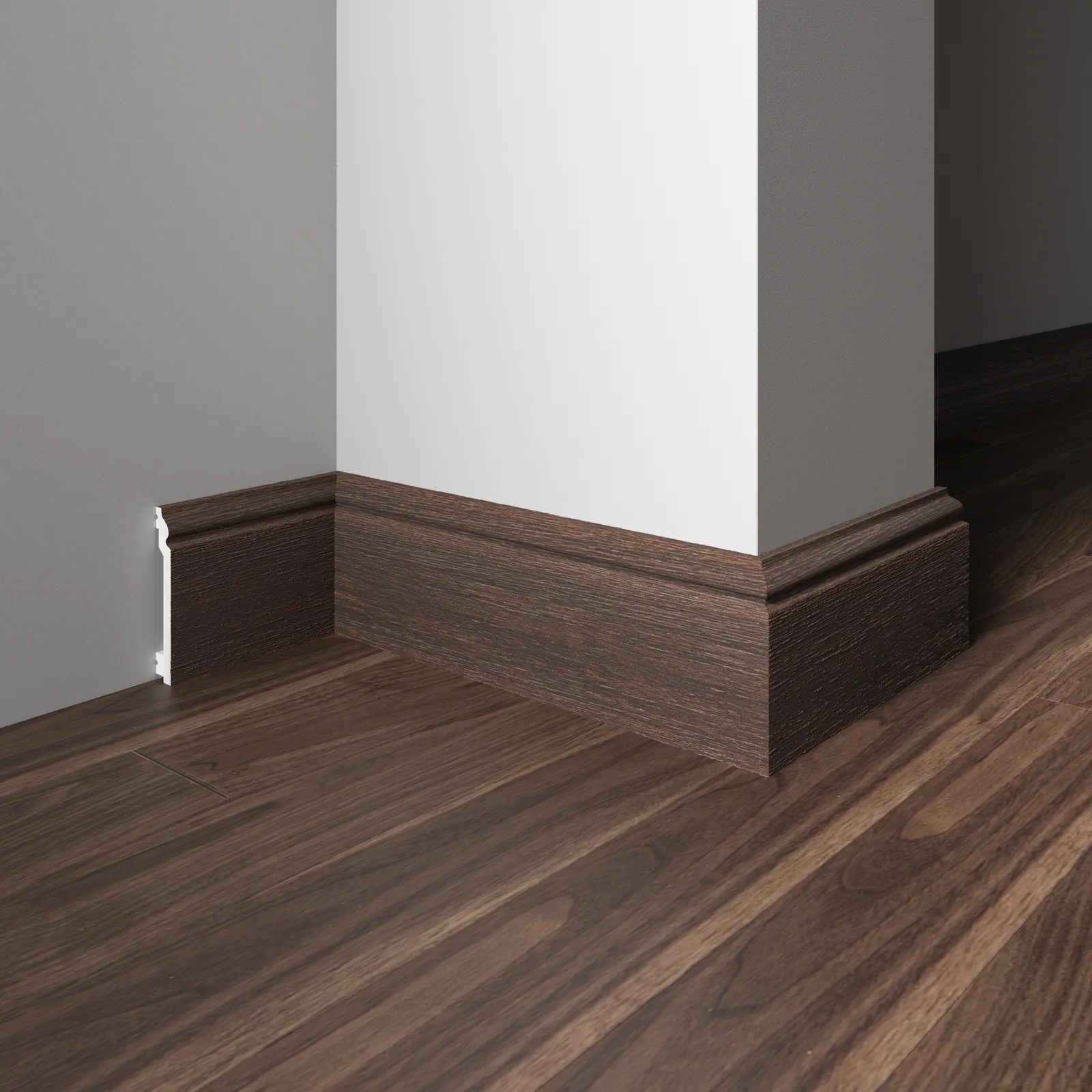 Плинтус Decor-Dizayn 701-73SH 2400×100×16 фото в интерьере