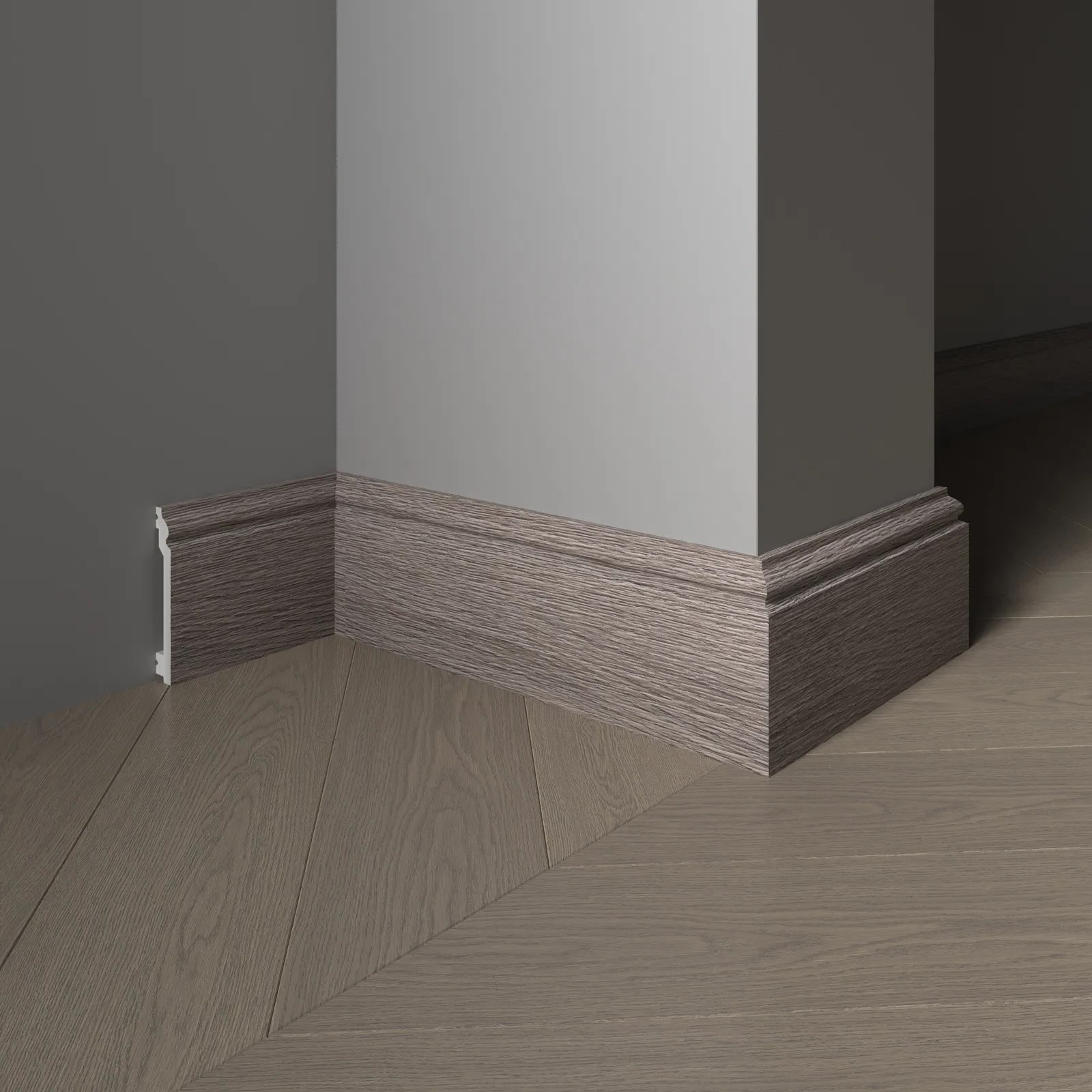 Плинтус Decor-Dizayn 701-80SH 2400×100×16 фото в интерьере
