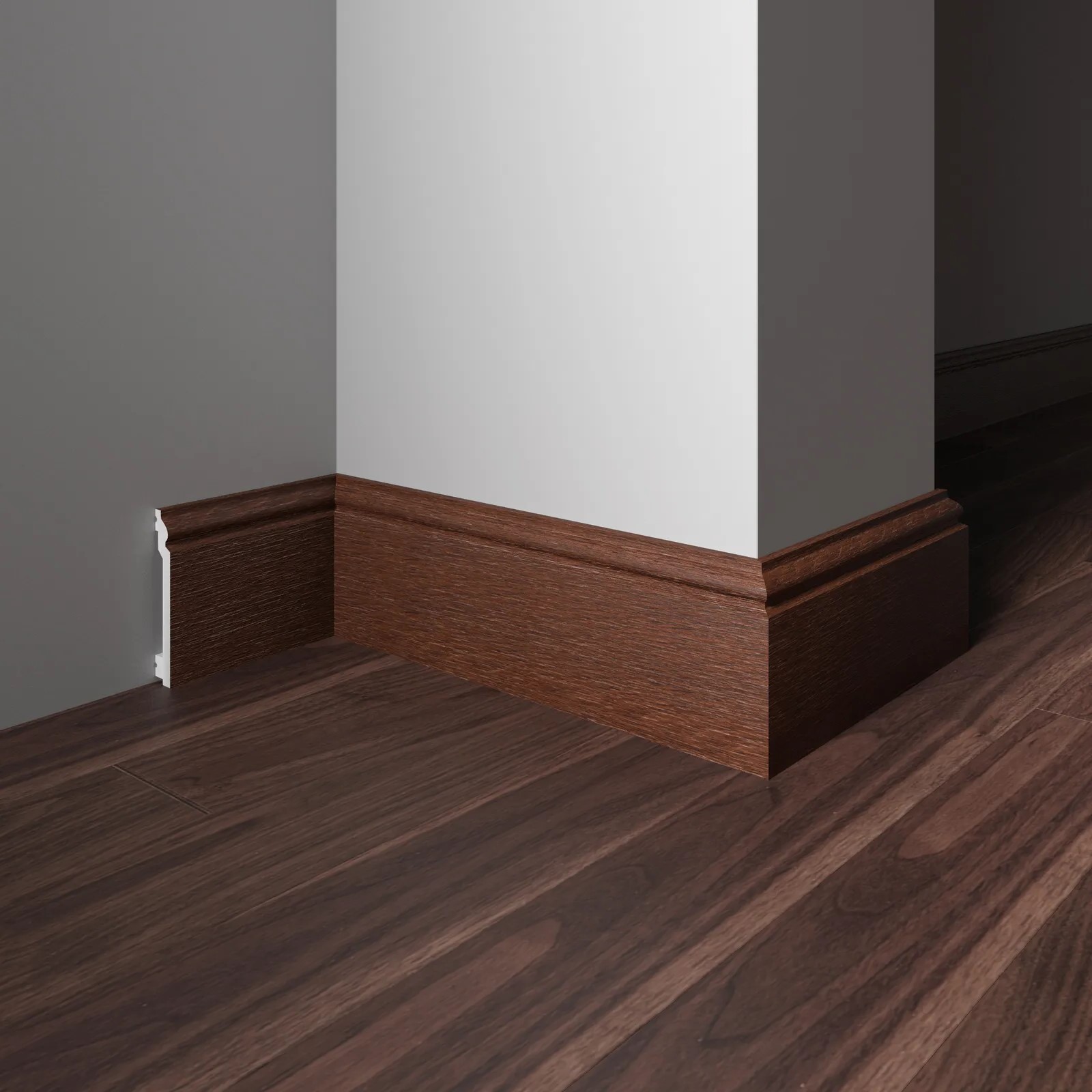 Плинтус Decor-Dizayn 701-82SH 2400×100×16 фото в интерьере