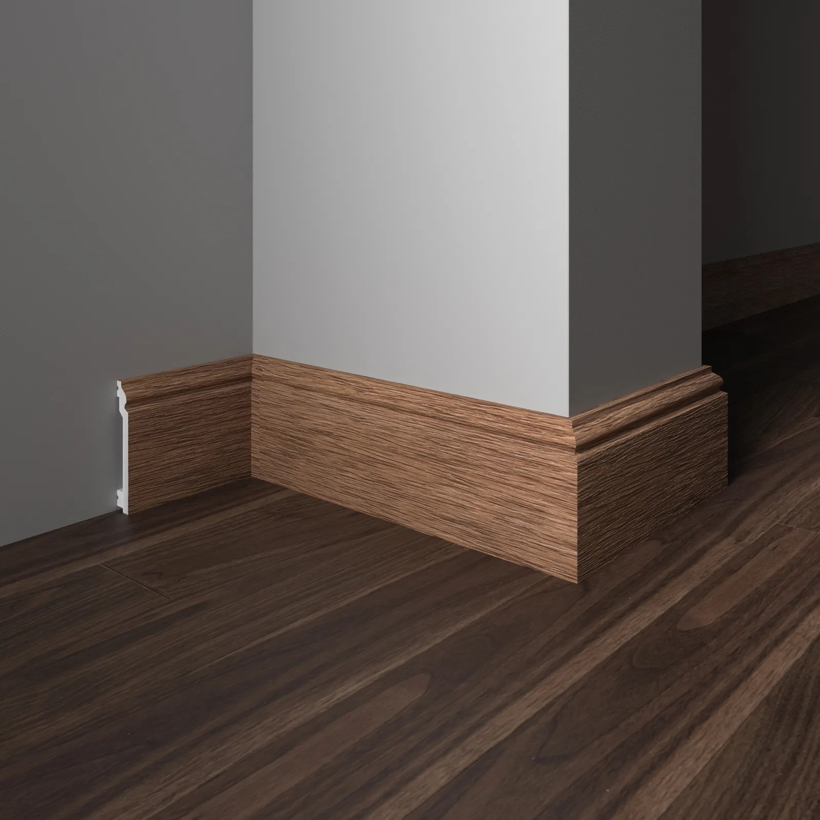 Плинтус Decor-Dizayn 701-83SH 2400×100×16 фото в интерьере