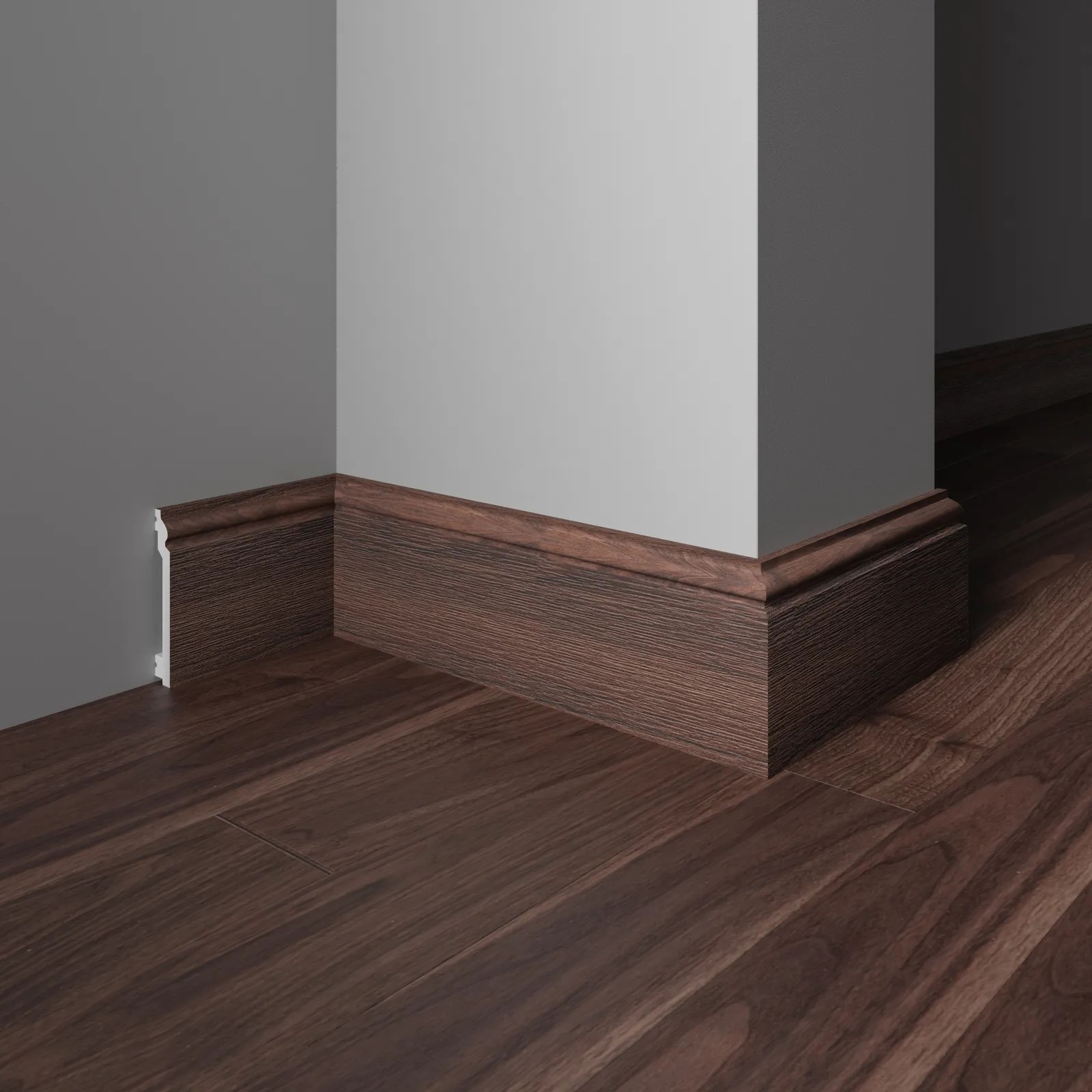 Плинтус Decor-Dizayn 701-88SH 2400×100×16 фото в интерьере