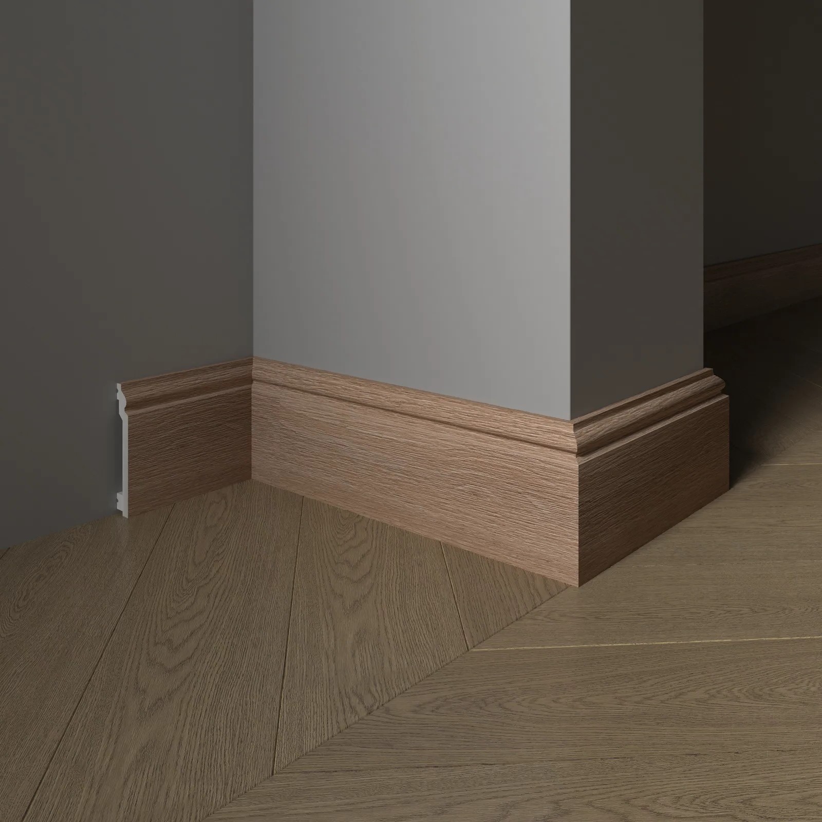 Плинтус Decor-Dizayn 701-90SH 2400×100×16 фото в интерьере
