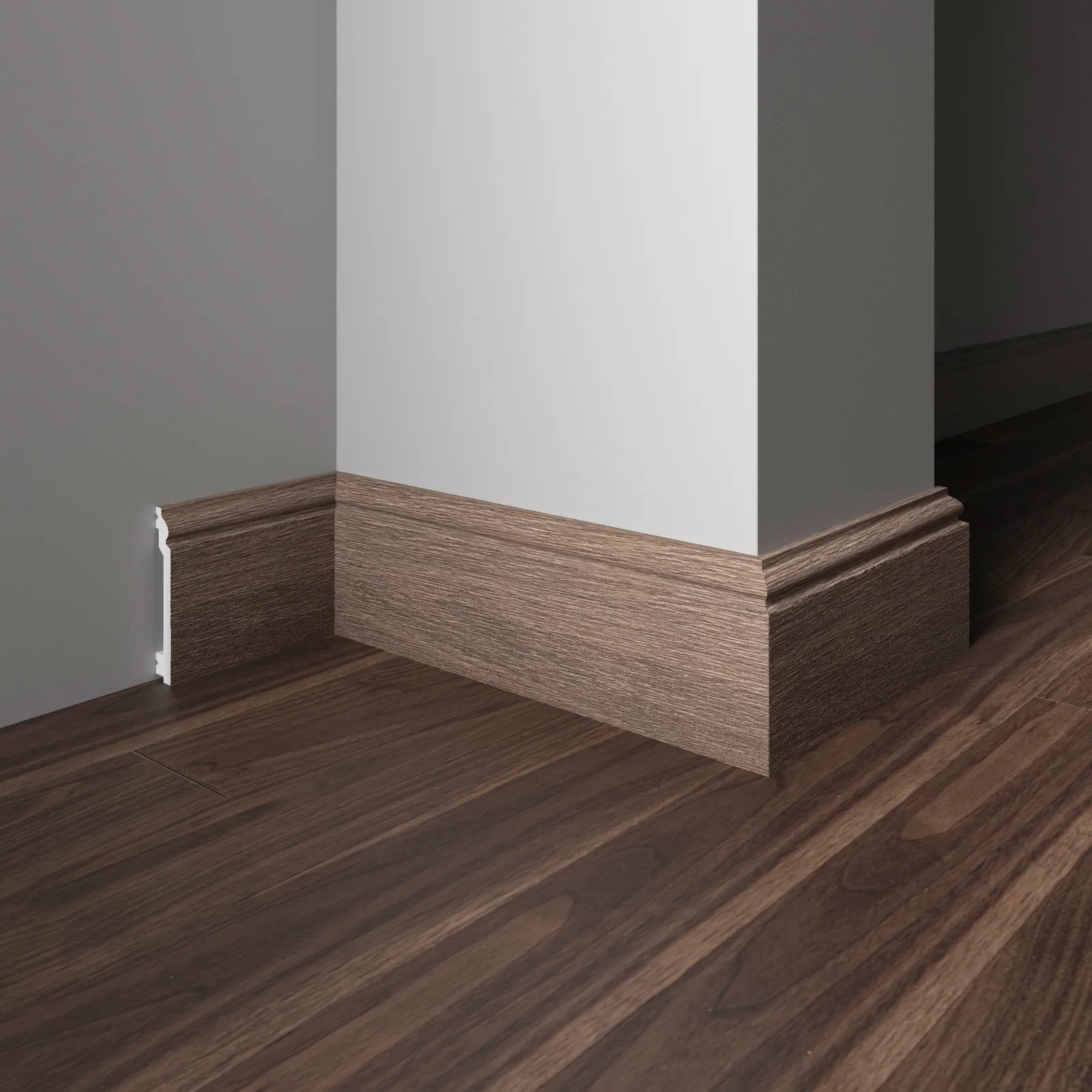 Плинтус Decor-Dizayn 701-92SH 2400×100×16 фото в интерьере