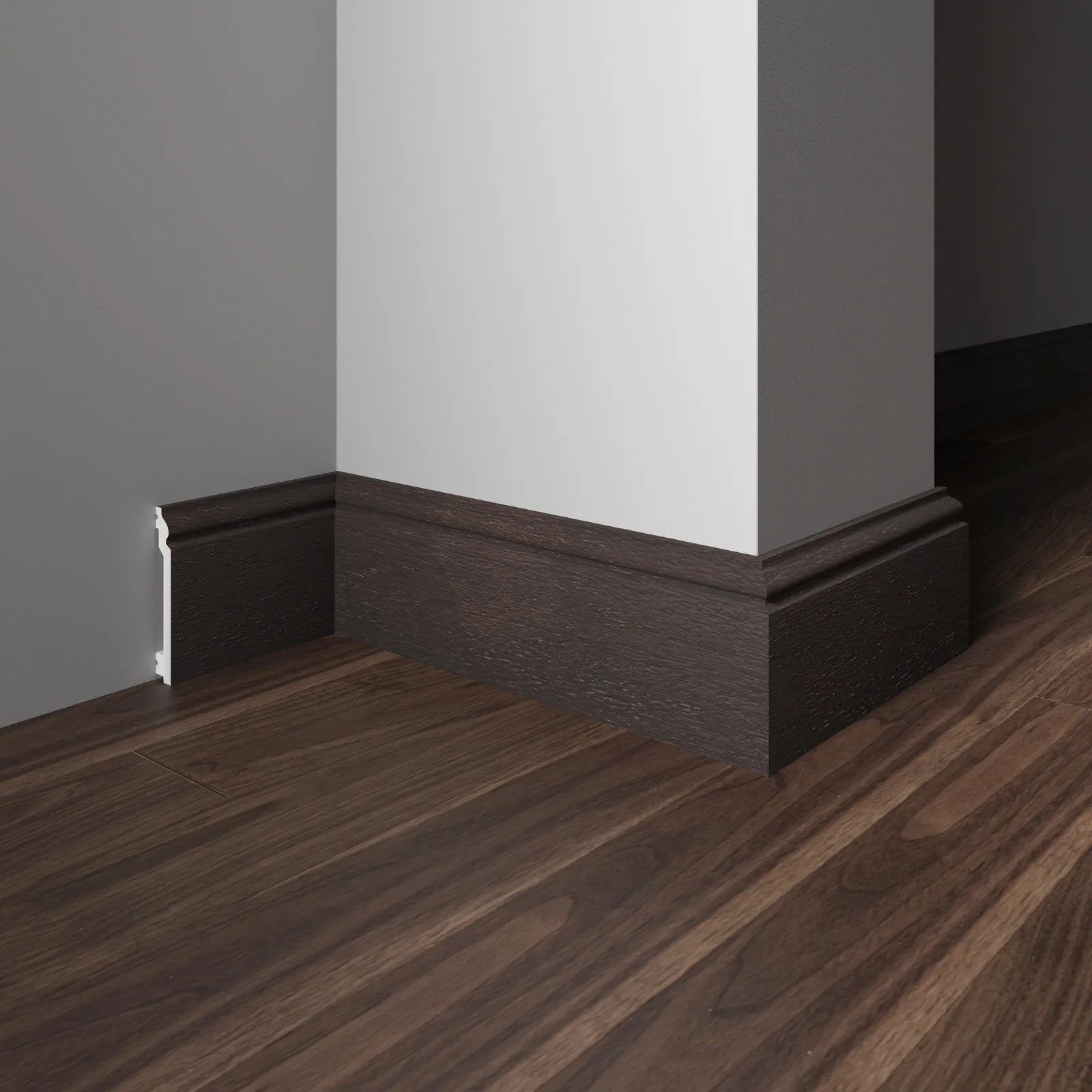 Плинтус Decor-Dizayn 701-93SH 2400×100×16 фото в интерьере