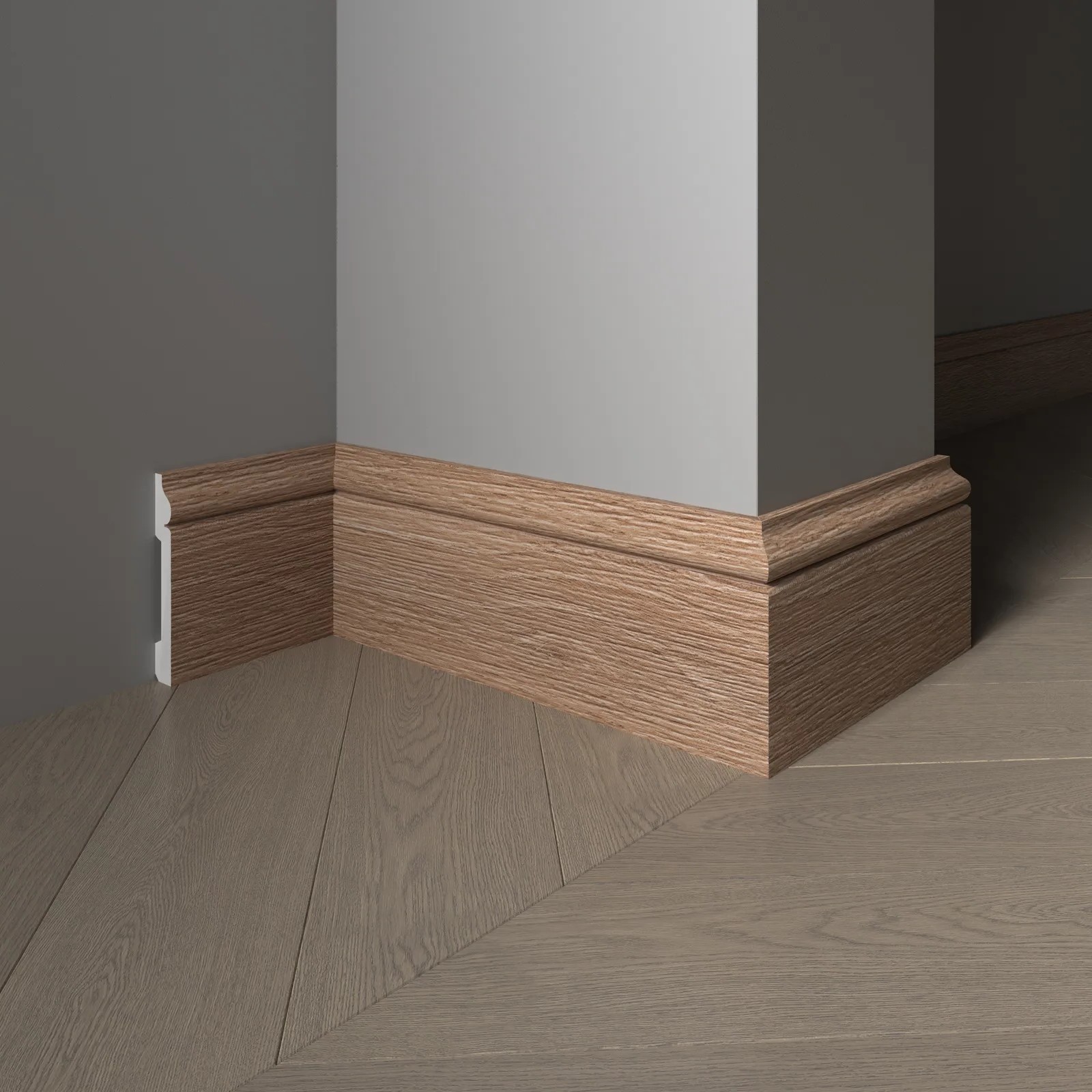Плинтус Decor-Dizayn 005-90SH 2400×79×13 фото в интерьере