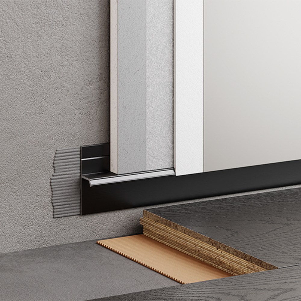 Плинтус алюминиевый теневой с подсветкой Modern Decor RAL 9005 Черный муар 77-56-56 2500×20×12,8 Плинтус алюминиевый теневой с подсветкой Modern Decor RAL 9005 Черный муар 77-56-56 2500×20×12,8