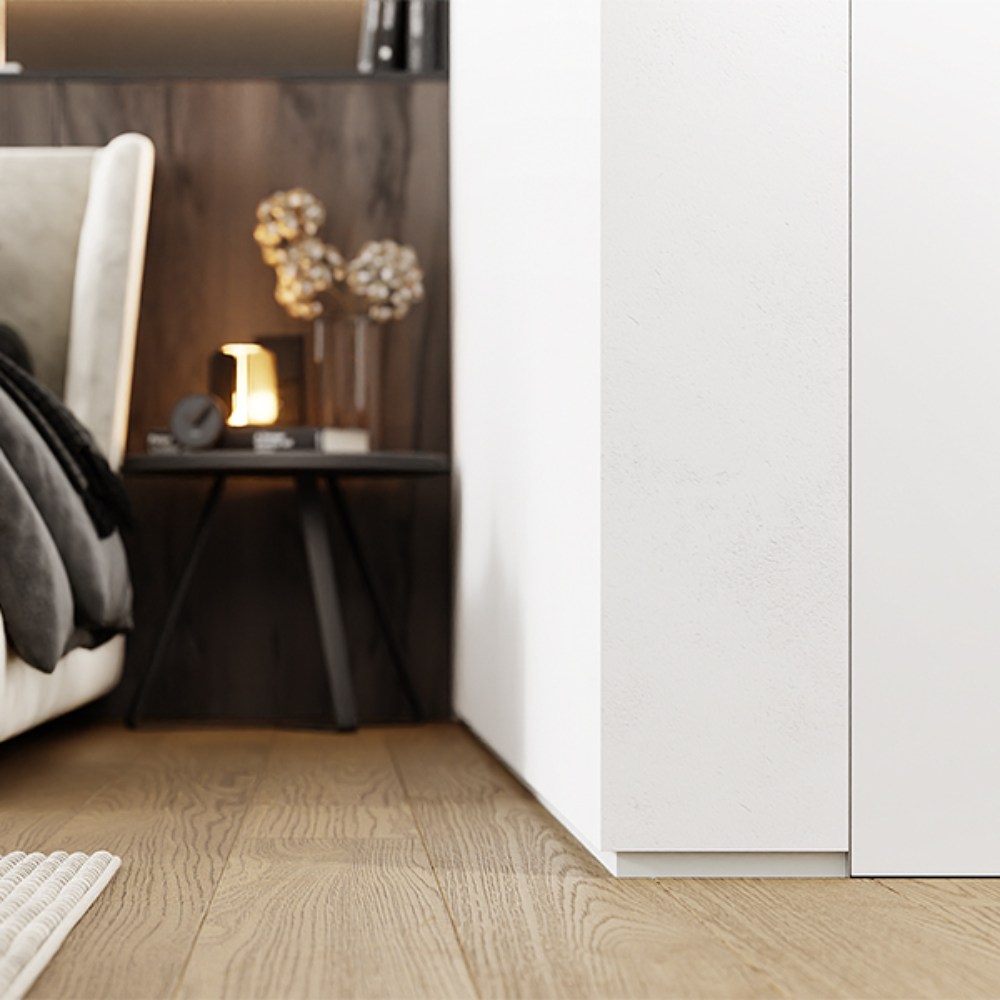 Плинтус алюминиевый теневой с подсветкой Modern Decor RAL 9003 Белый 73-38-47 2500×20×12,8 фото в интерьере