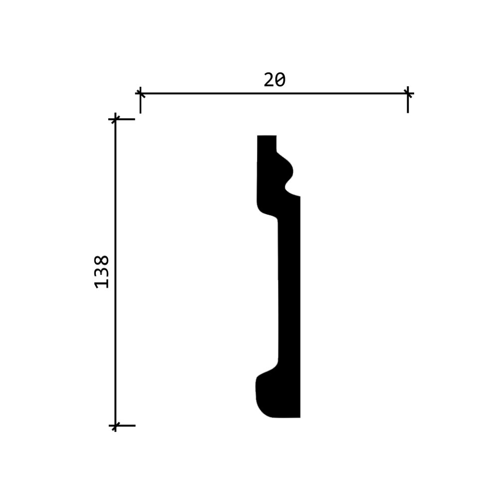 Плинтус под покраску Decor-Dizayn Грани DD31 2000×138×20 Плинтус под покраску Decor-Dizayn Грани DD31 2000×138×20