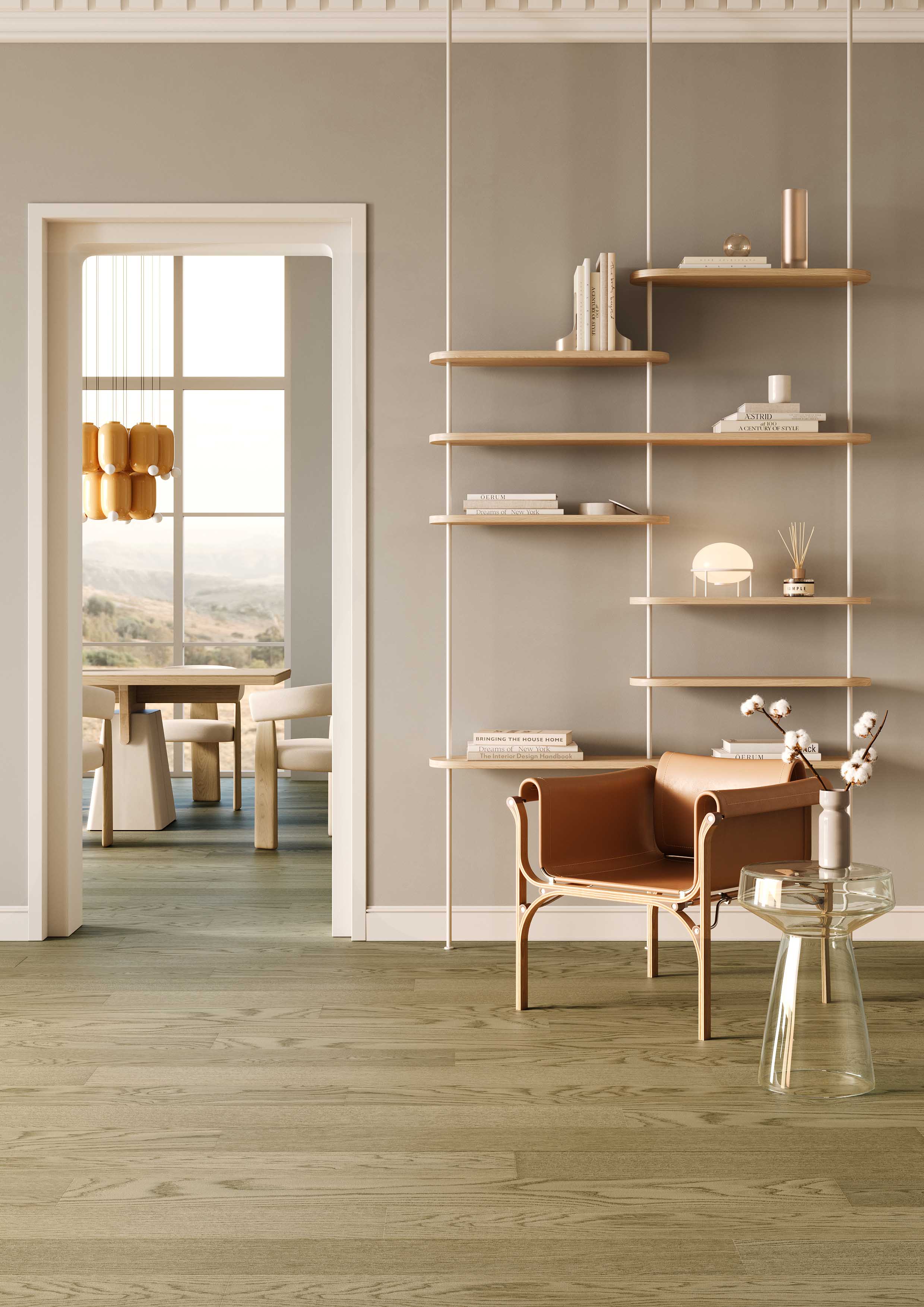 Композитная паркетная доска Quartz Parquet Классик Дуб Флэт Уайт 1258-55 400-1220×152×5 фото в интерьере