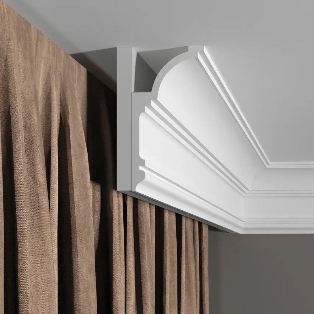Потолочный плинтус под покраску Decor-Dizayn Грани DD517 2000×60×120 фото в интерьере