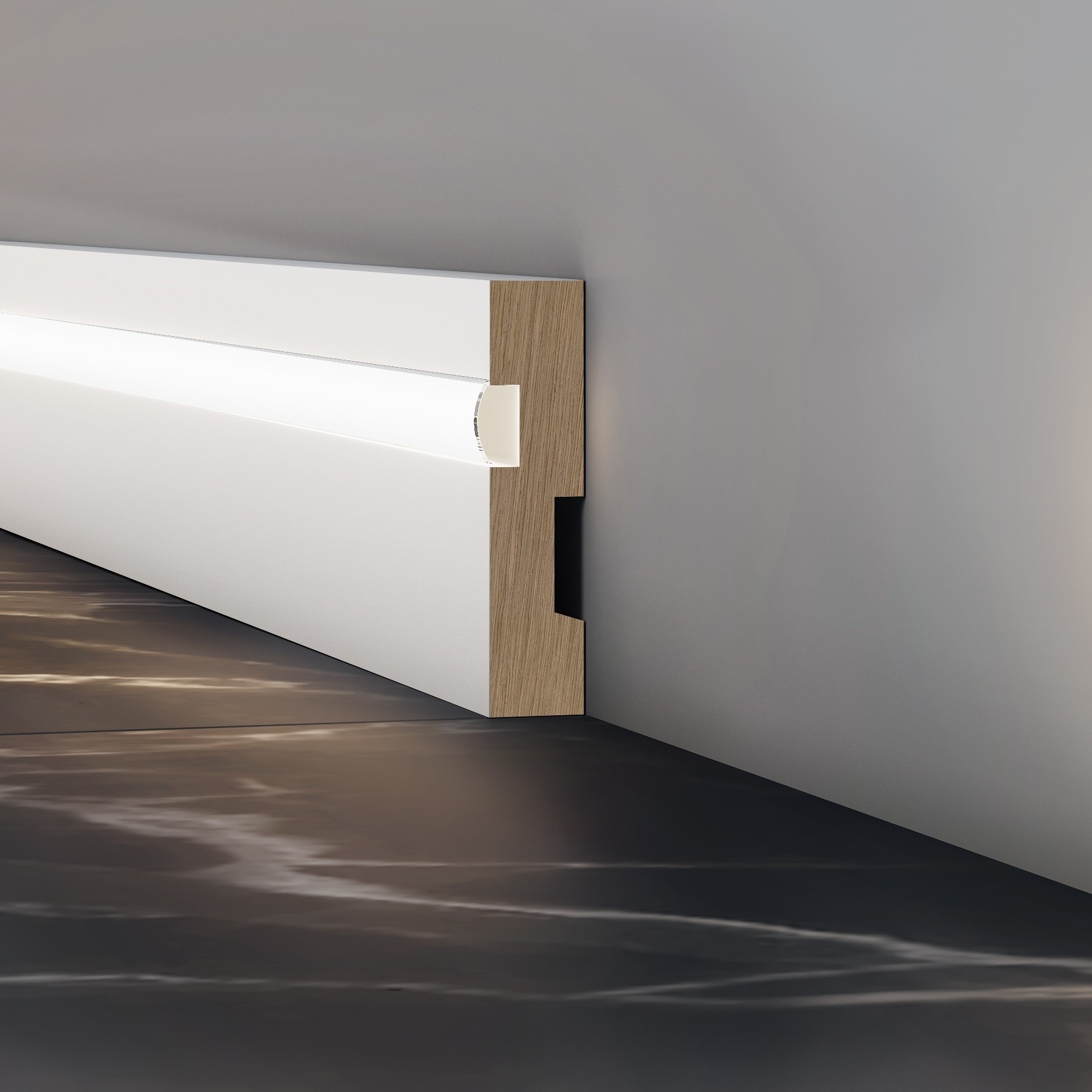 Плинтус МДФ под покраску Evrowood PN 021 Led с подсветкой 2000×70×16 Плинтус МДФ под покраску Evrowood PN 021 Led с подсветкой 2000×70×16