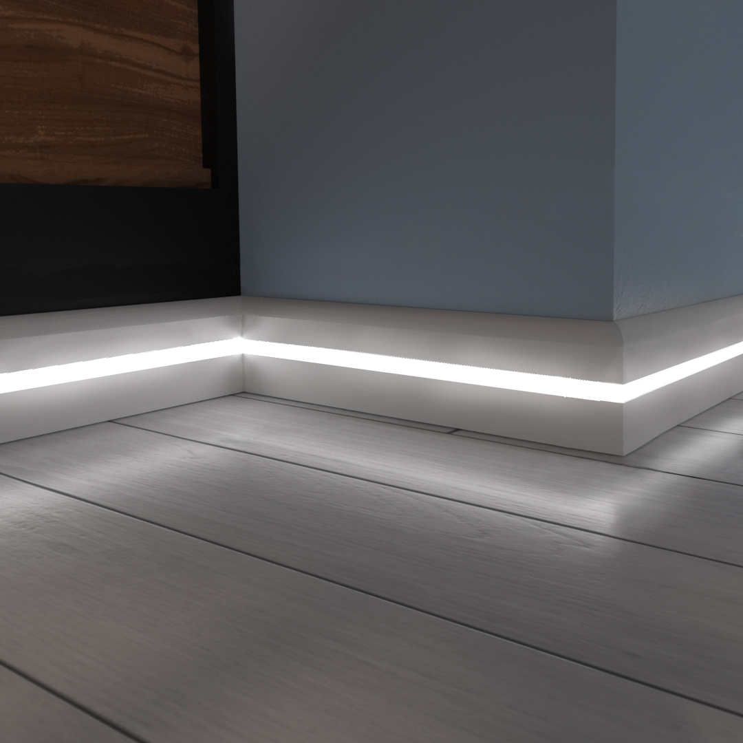 Плинтус МДФ под покраску Evrowood PN 050 Led с подсветкой 2000×80×12 фото в интерьере Плинтус МДФ под покраску Evrowood PN 050 Led с подсветкой 2000×80×12 фото в интерьере