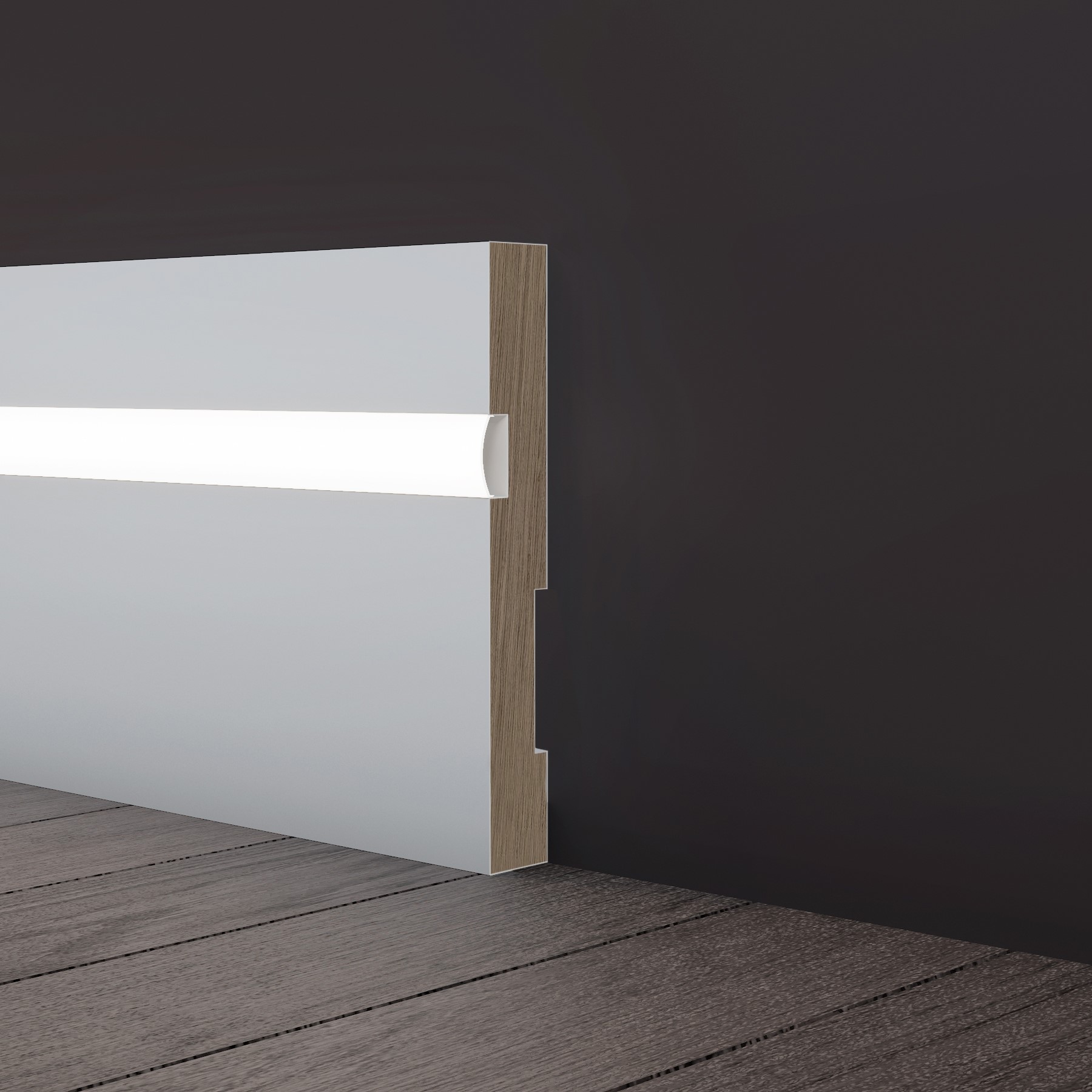 Плинтус МДФ под покраску Evrowood PN 101 Led с подсветкой 2000×100×16 Плинтус МДФ под покраску Evrowood PN 101 Led с подсветкой 2000×100×16