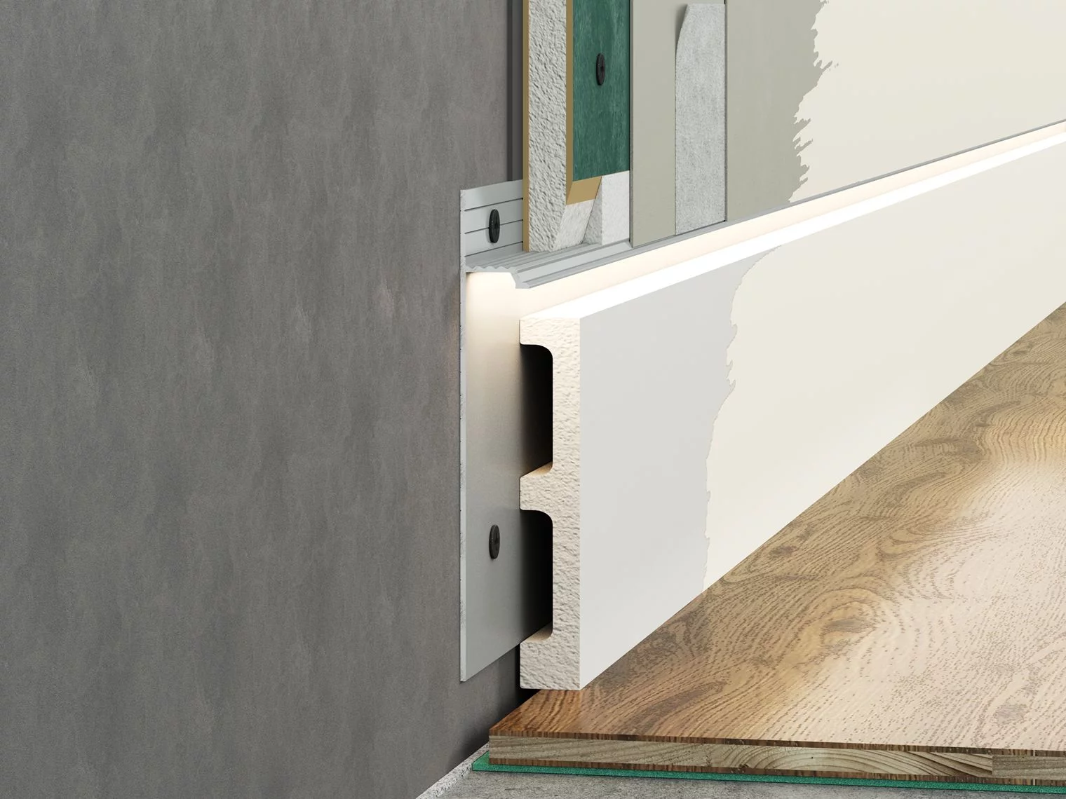 Плинтус алюминиевый скрытый с подсветкой Laconistiq Regular 41-100-300 без покрытия 3000×80×13 Плинтус алюминиевый скрытый с подсветкой Laconistiq Regular 41-100-300 без покрытия 3000×80×13