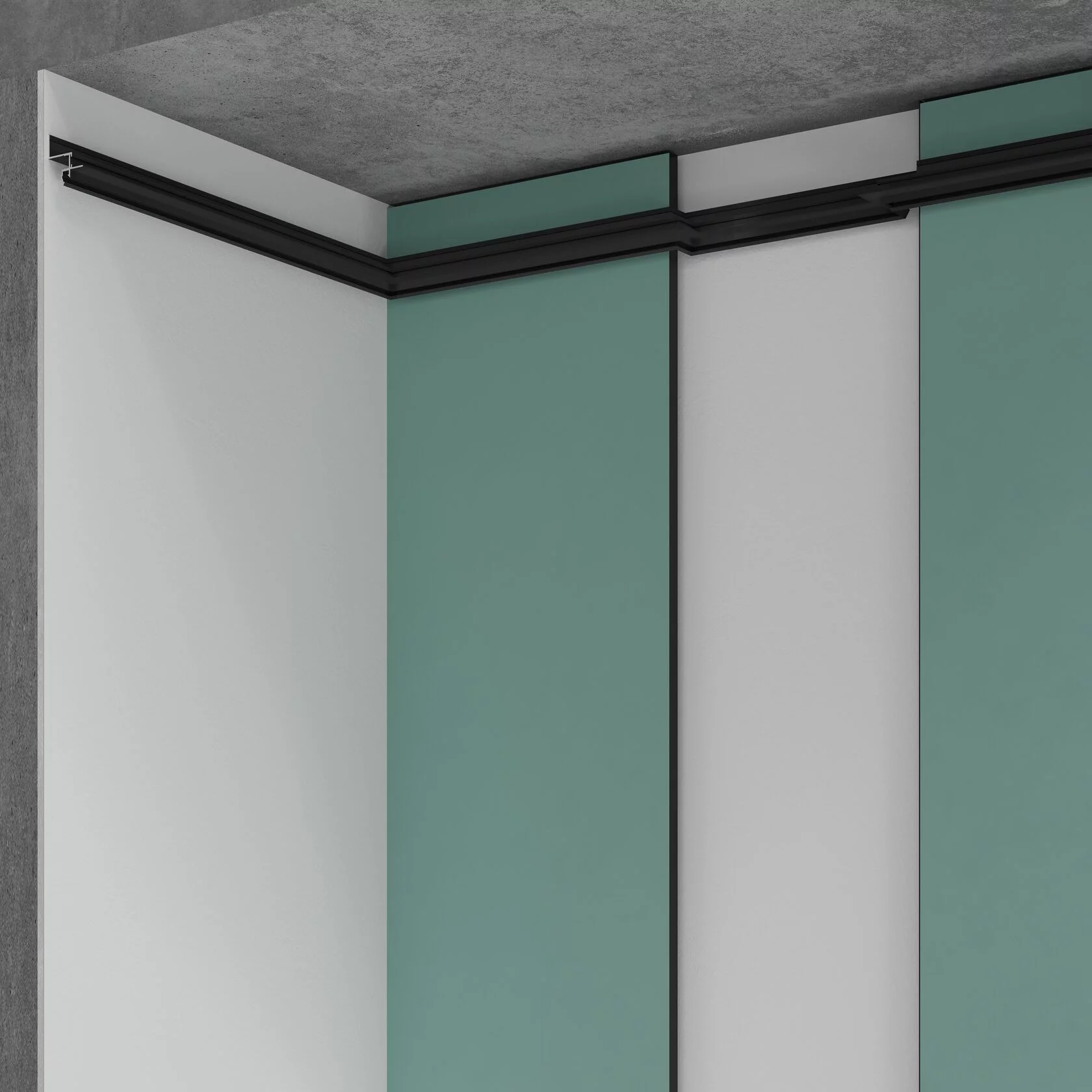 Профиль алюминиевый теневой с подсветкой Laconistiq Multilevel Черный RAL 9005 27-21-300 матовый 3000×46,5×28,7 фото в интерьере