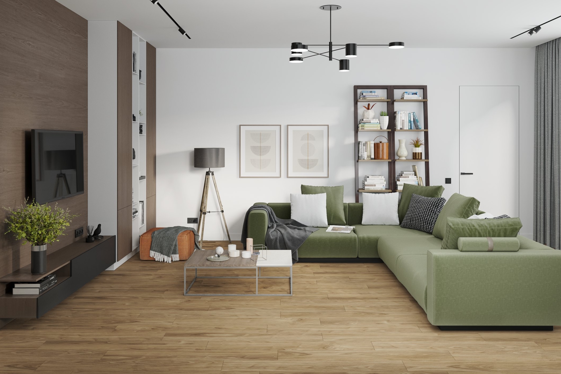 Кварцвиниловый SPC ламинат Damy Floor Family Орех Европейский 0036-2 1220×180×4 фото в интерьере