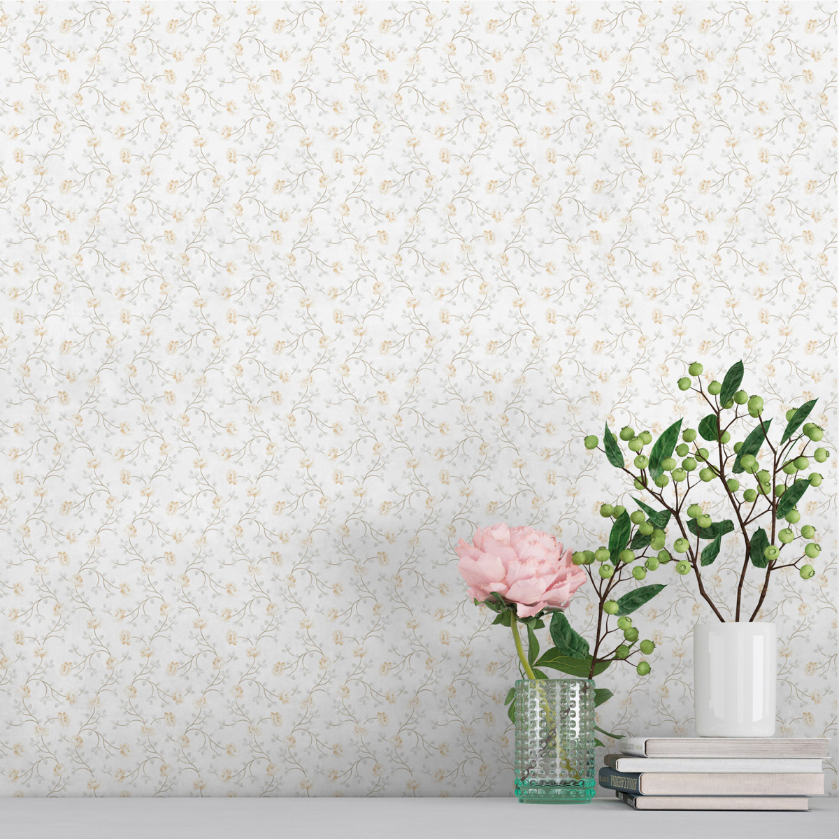 Обои Aura Spring Petit flowers yellow 1905-4 10,05×0,53 фото в интерьере