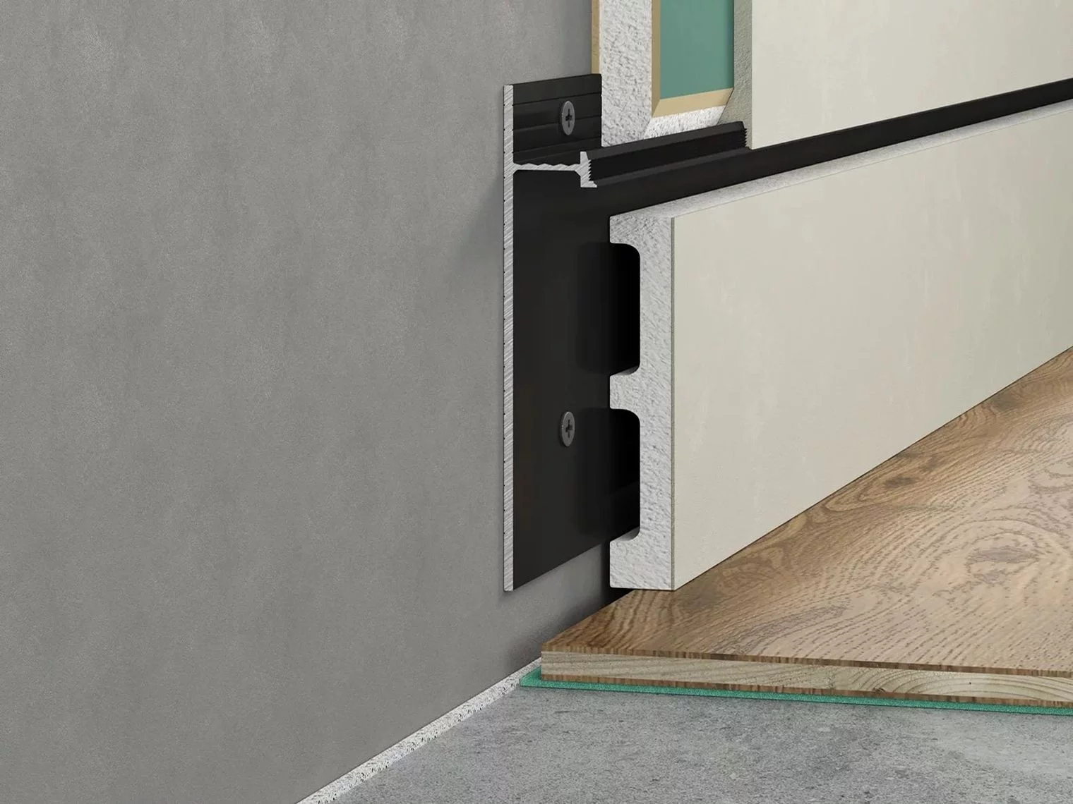 Плинтус алюминиевый скрытый с подсветкой Laconistiq Strong Черный RAL 9005 42-21-300 матовый 3000×80×13,1 Плинтус алюминиевый скрытый с подсветкой Laconistiq Strong Черный RAL 9005 42-21-300 матовый 3000×80×13,1