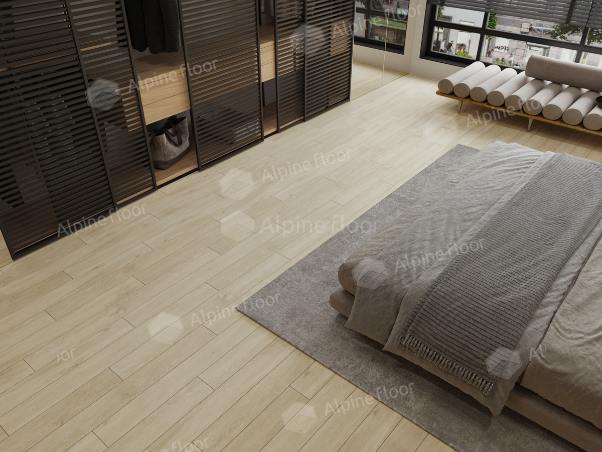 Кварцвиниловый SPC ламинат Alpine Floor Grand Sequoia Village Сонома ECO 11-307 1220×125×4 фото в интерьере