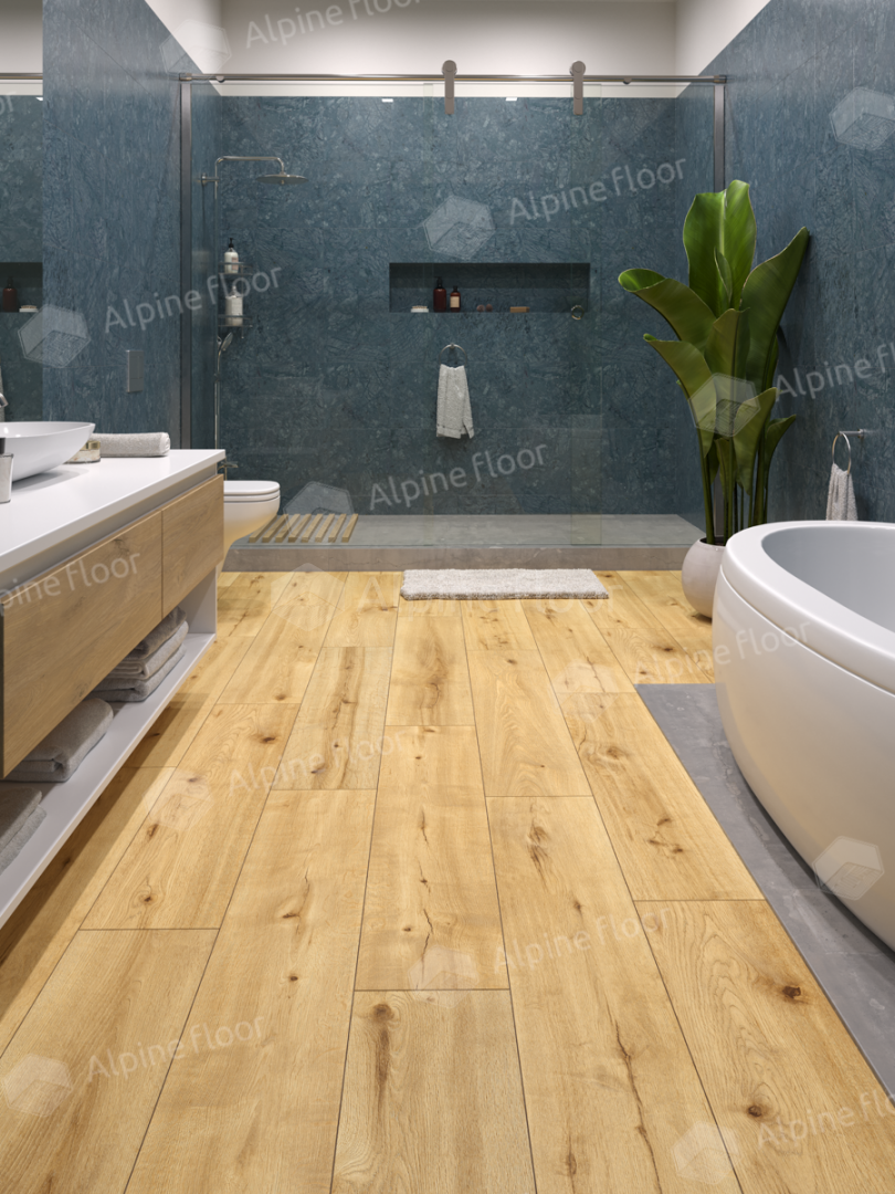Кварцвиниловый SPC ламинат Alpine Floor ProNature Mocoa 62536 1290×246×4 фото в интерьере