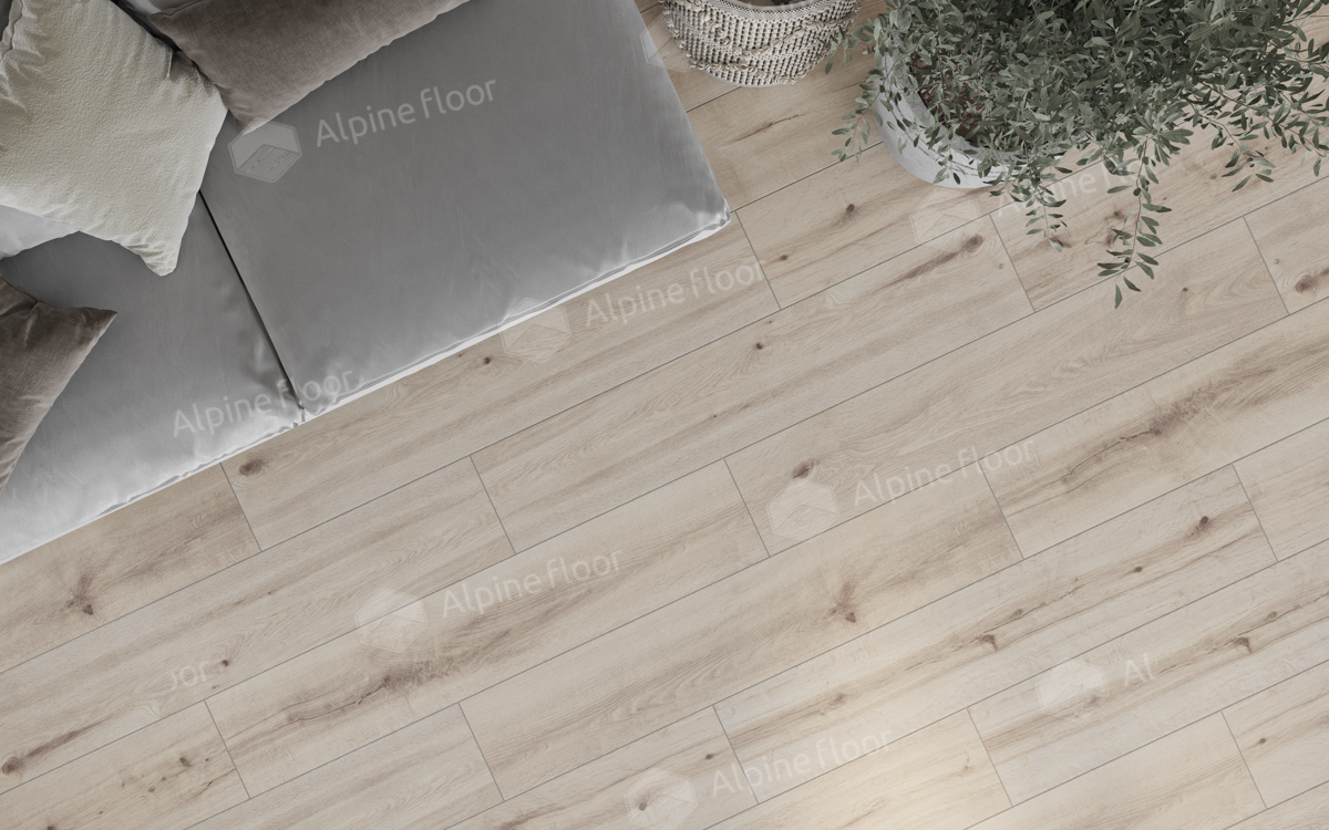 Кварцвиниловый SPC ламинат Alpine Floor ProNature Taraza 62545 1290×246×4 фото в интерьере