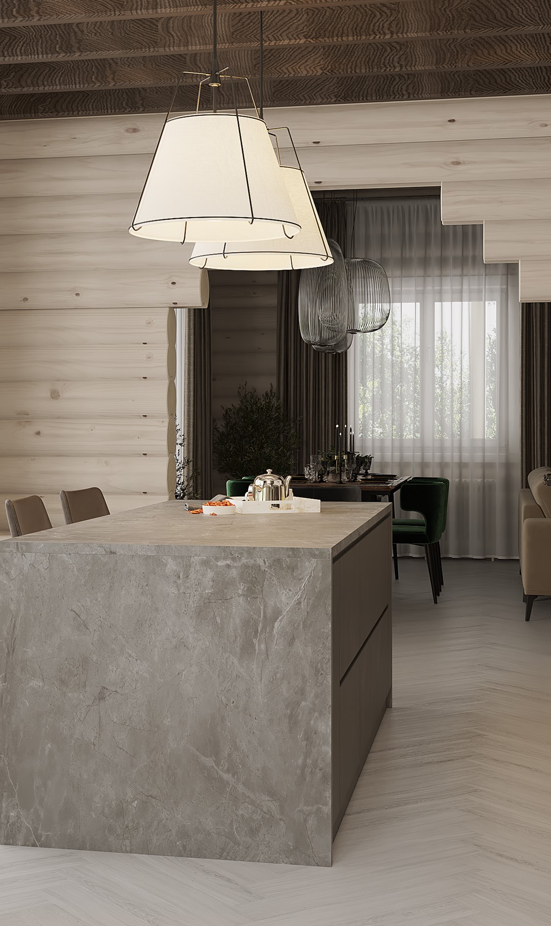 Кварцвиниловая плитка Vinilam клеевая Parquet Herringbone Glue Паркет Санторини GD11366 венгерская елка 762×152,4×2,5 фото в интерьере