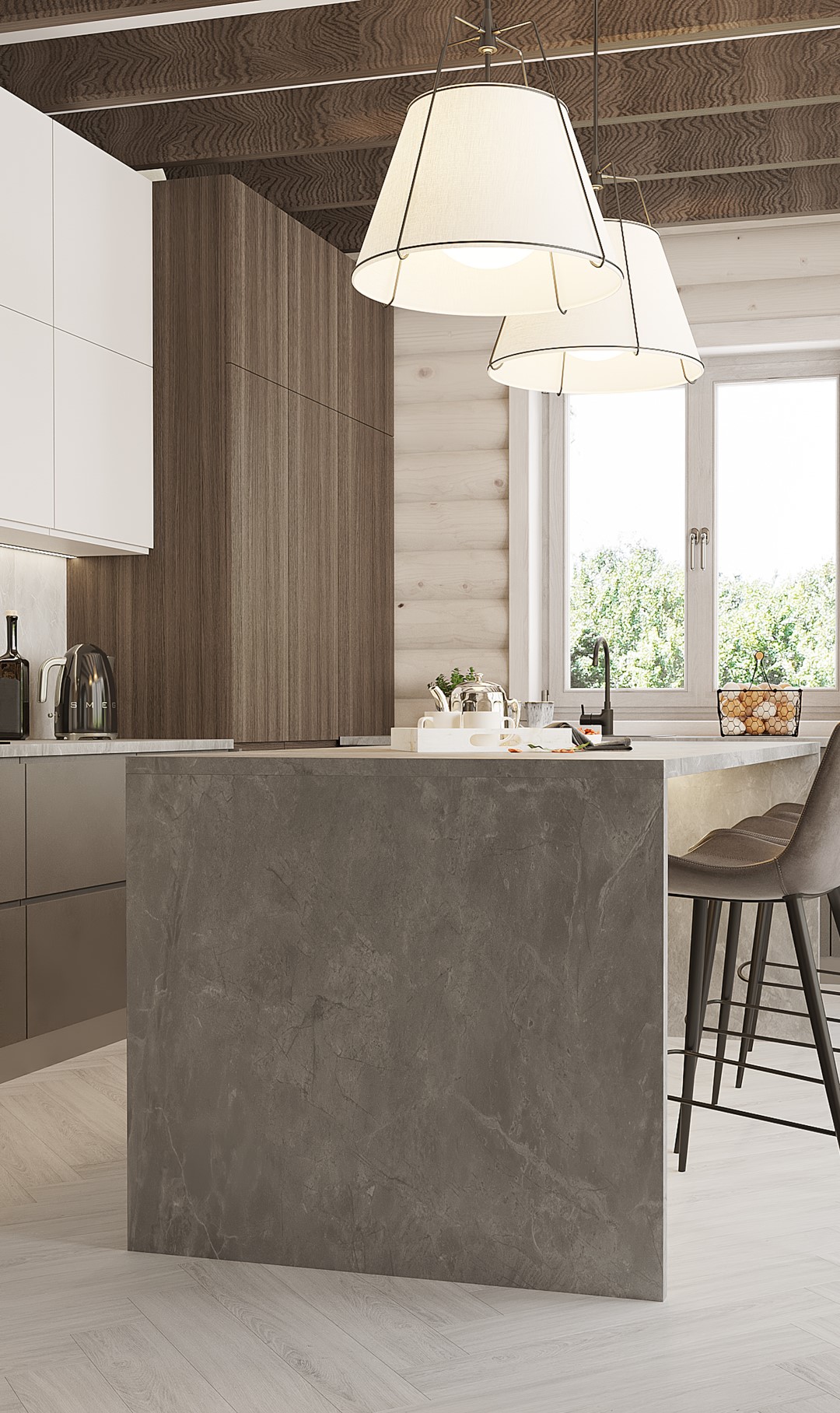 Кварцвиниловая плитка Vinilam клеевая Parquet Herringbone Glue Паркет Санторини GD11366 венгерская елка 762×152,4×2,5 фото в интерьере