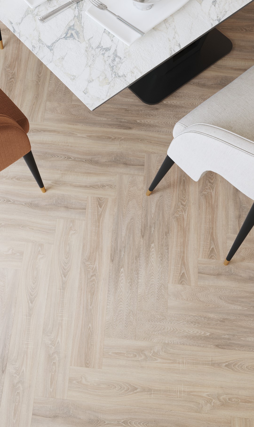 Кварцвиниловая плитка Vinilam клеевая Parquet Herringbone Glue Паркет Монпелье GD11355 венгерская елка 762×152,4×2,5 фото в интерьере