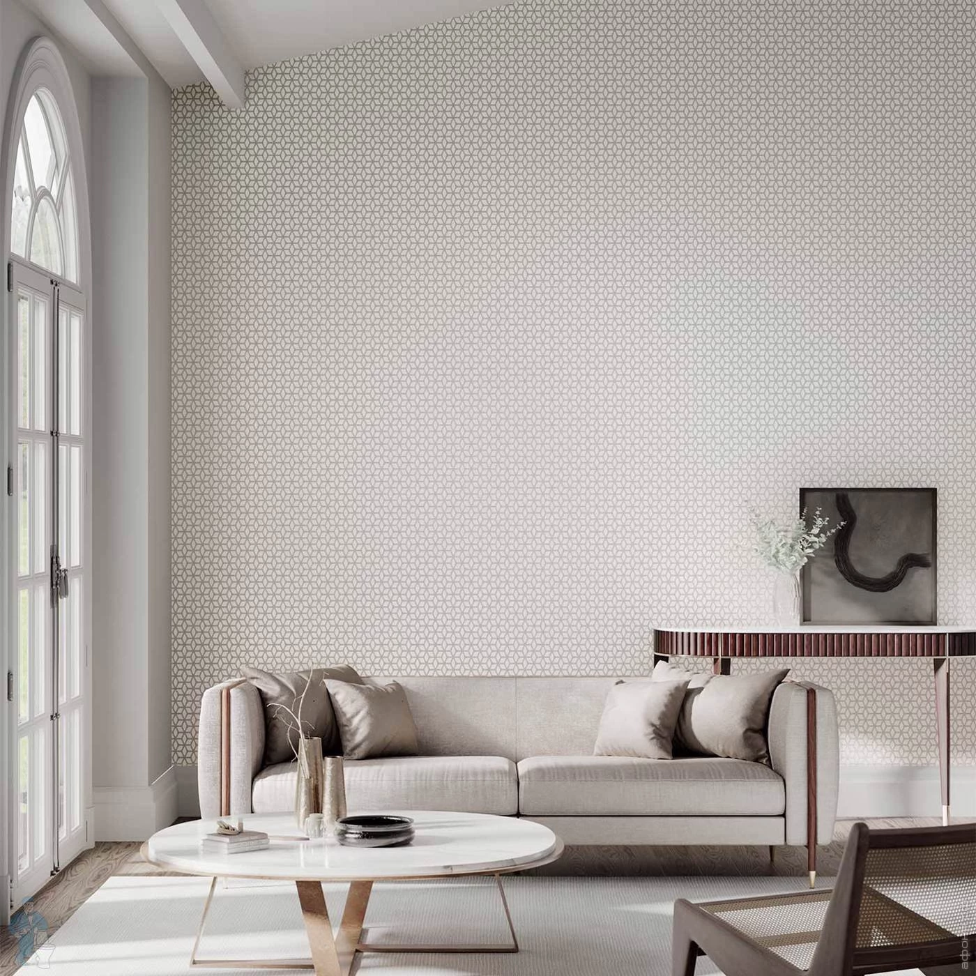 Обои Harlequin Colour 1 Trellis Pearl 110377 10,05×0,52 фото в интерьере