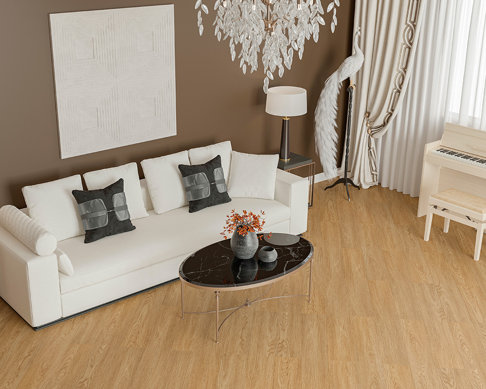 Кварцвиниловый SPC ламинат Alta Step Excelente Дуб Ванильный SPC6601 1218×180×5,3 фото в интерьере