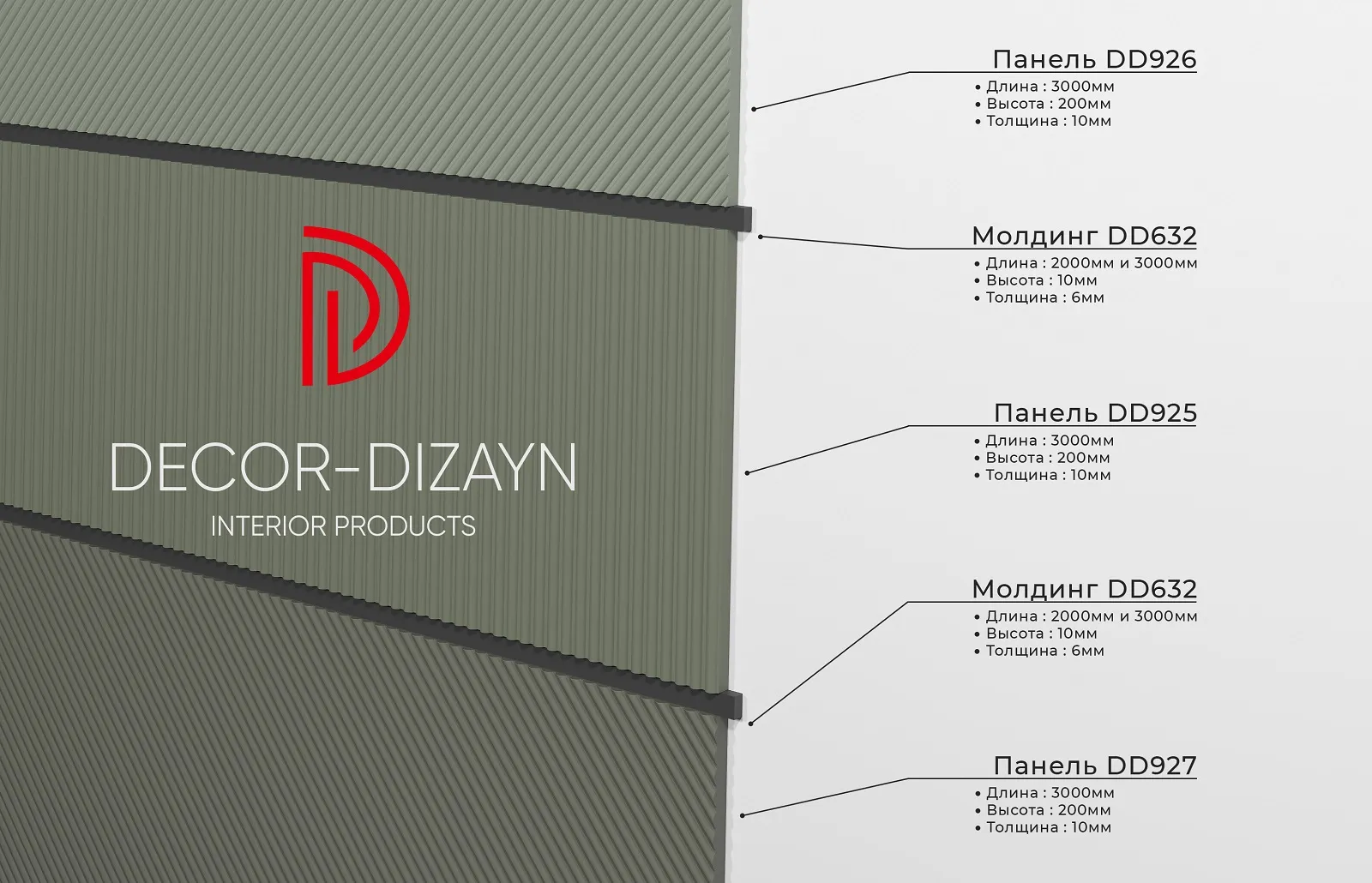Стеновая панель из полистирола под покраску Decor-Dizayn Грани DD926 2000×200×10 фото в интерьере