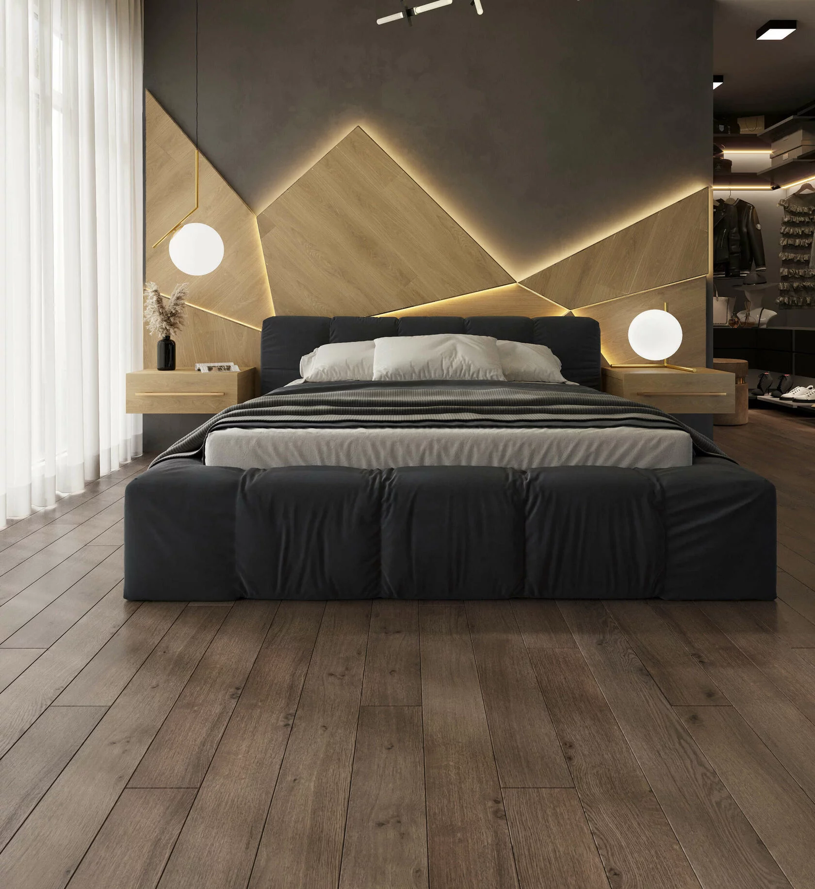 Ламинат AlixFloor Natural Line Дуб Кантри темный ALX827 1261×133×12 фото в интерьере