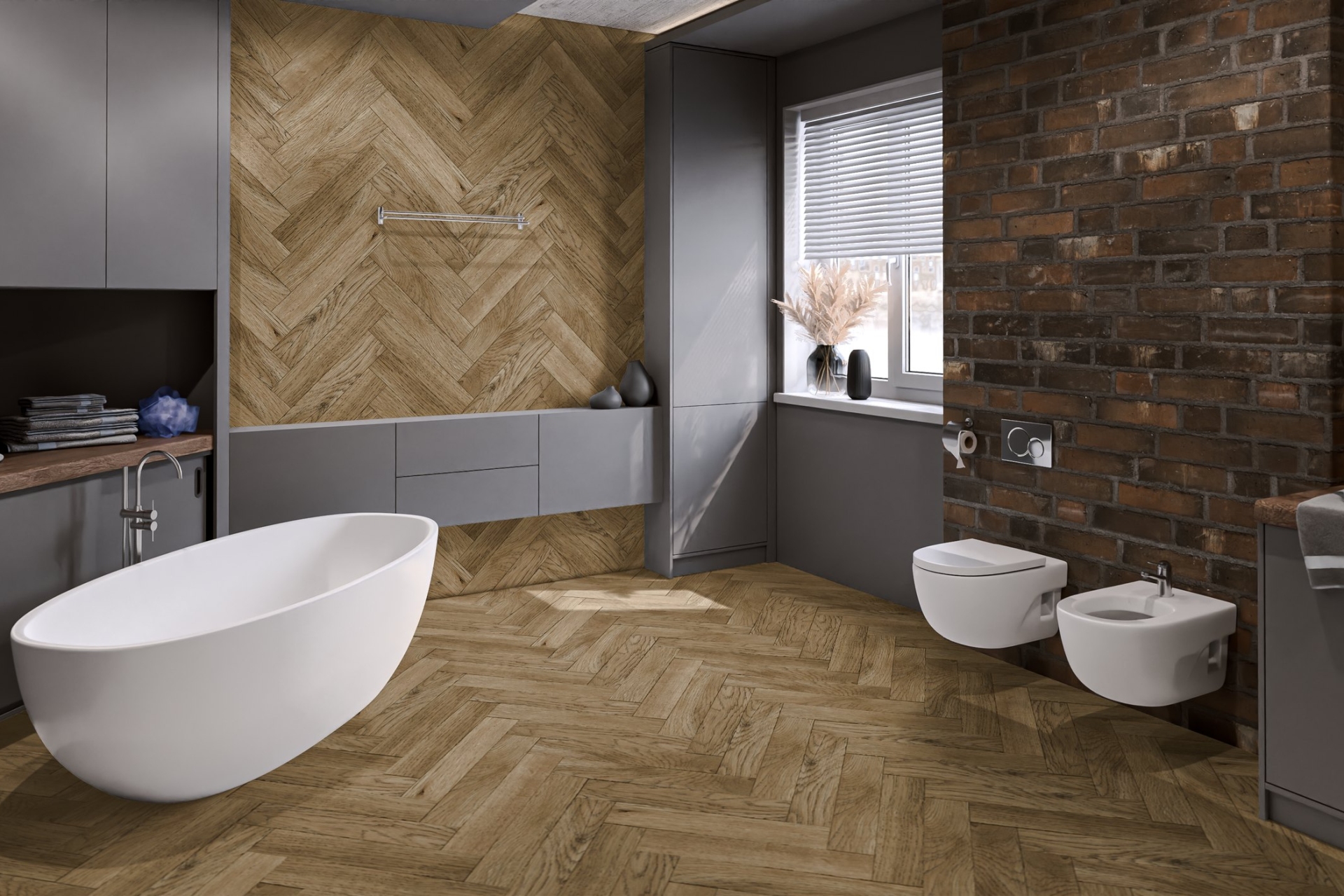Кварцвиниловая плитка Damy Floor клеевая London LVT Кембридж 200410EL-01-LVT венгерская елка 590×118×2,5 фото в интерьере