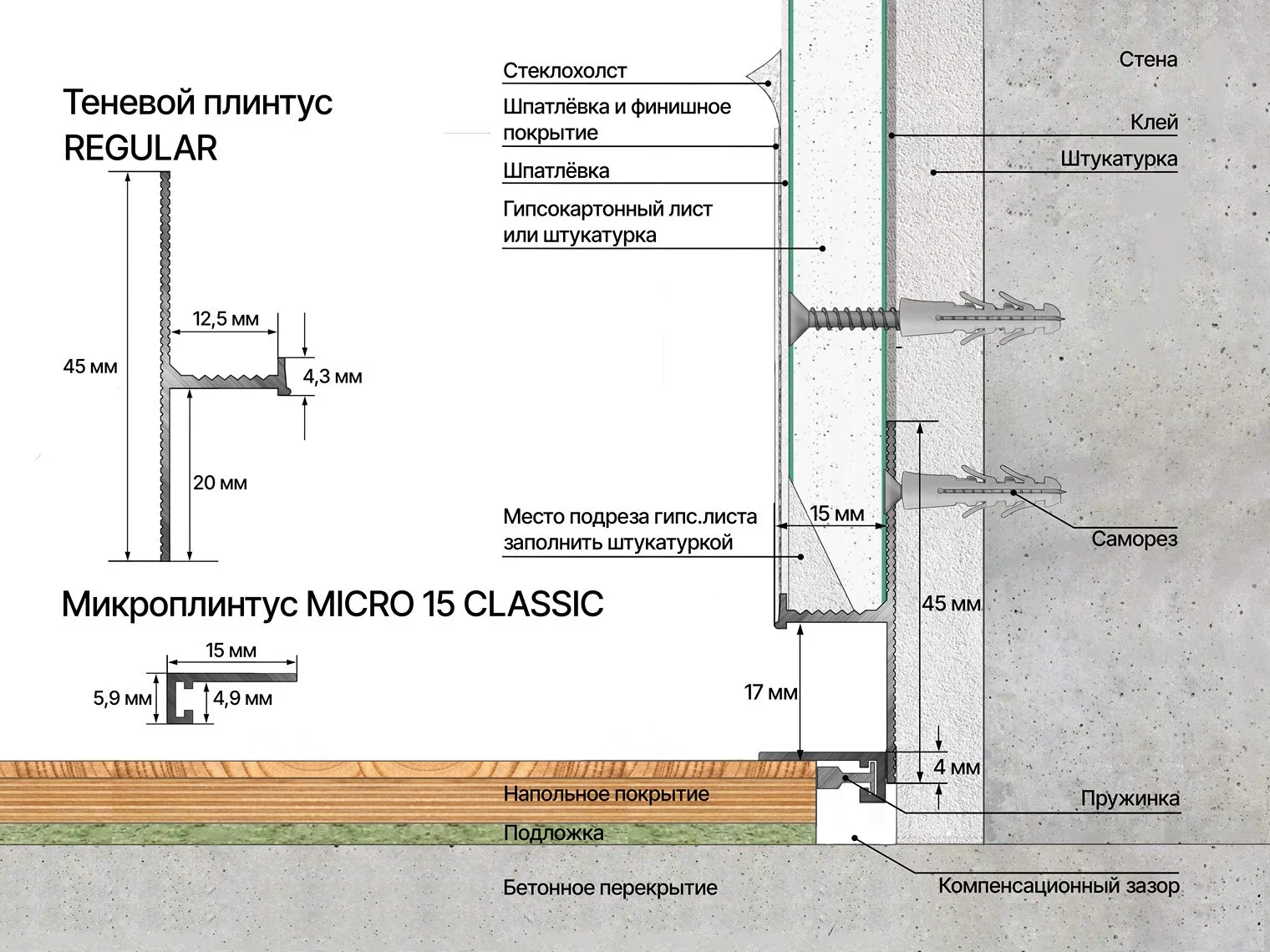 Плинтус алюминиевый теневой Laconistiq Regular Черный муар RAL 9005 31-31-300 3000×45×15 Плинтус алюминиевый теневой Laconistiq Regular Черный муар RAL 9005 31-31-300 3000×45×15
