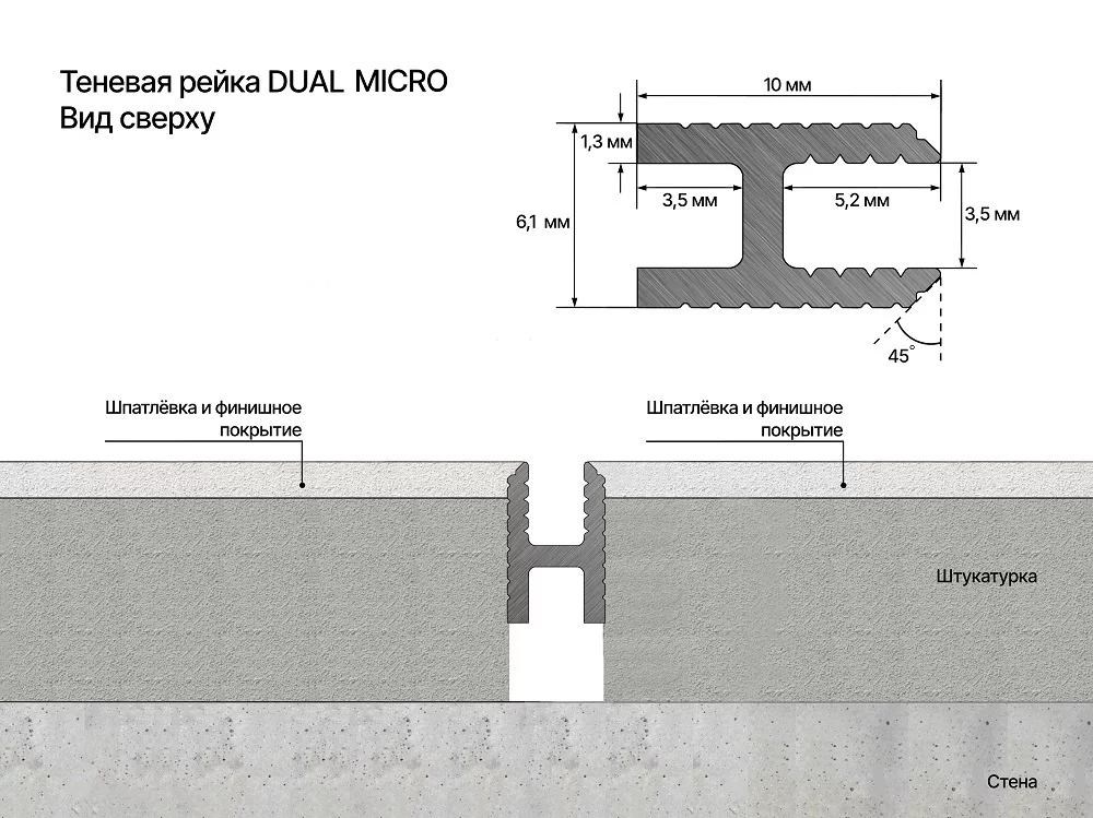 Профиль алюминиевый теневой Laconistiq Dual Mini Черный 28-11-300 3000×6×10 Профиль алюминиевый теневой Laconistiq Dual Mini Черный 28-11-300 3000×6×10