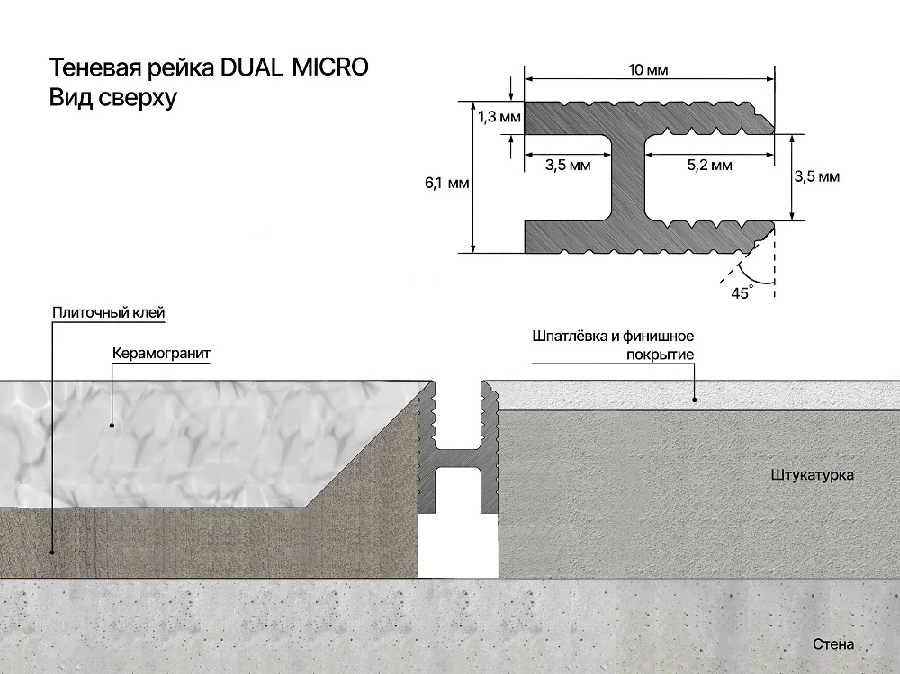 Профиль алюминиевый теневой Laconistiq Dual Mini Черный 28-11-300 3000×6×10 Профиль алюминиевый теневой Laconistiq Dual Mini Черный 28-11-300 3000×6×10