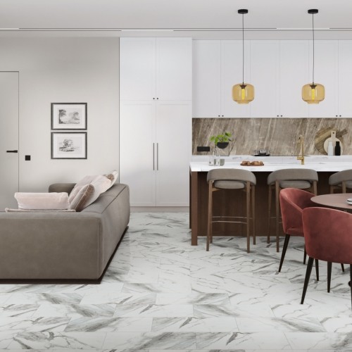 Кварцвиниловый SPC ламинат Damy Floor Ascent Strong Эверест 124-1-ST 610×305×5 фото в интерьере