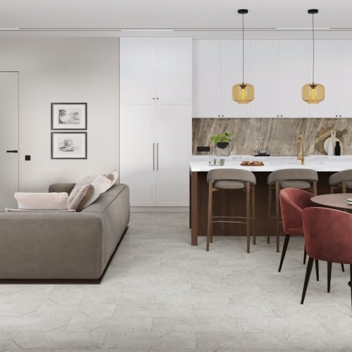 Кварцвиниловый SPC ламинат Damy Floor Ascent Strong Пик Лайла 6210-1-ST 610×305×5 фото в интерьере