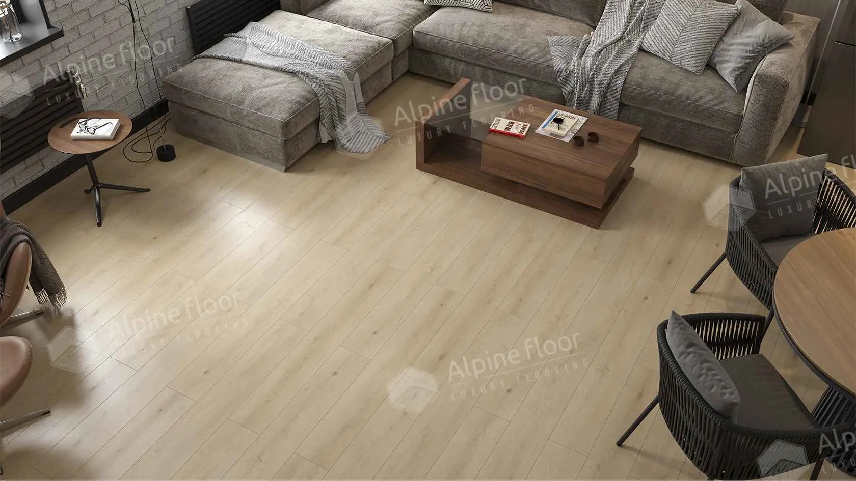 Кварцвиниловая плитка Alpine Floor клеевая Grand Sequoia LVT Кипарисовая ECO 11-2602 1219,2×184,15×2,5 фото в интерьере
