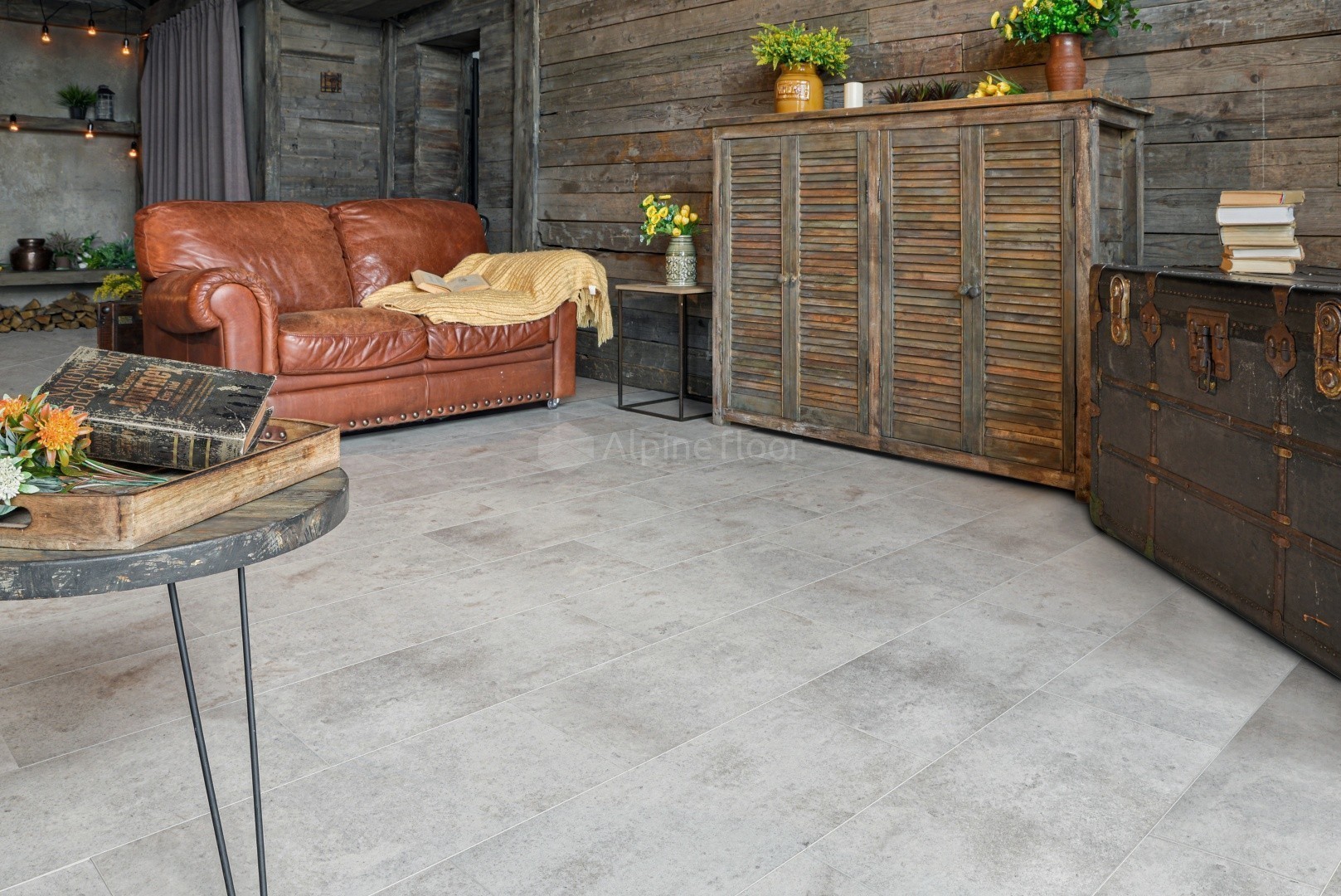 Кварцвиниловая плитка Alpine Floor клеевая Light Stone Зион ЕCО 15-14 608×303×2,5 фото в интерьере