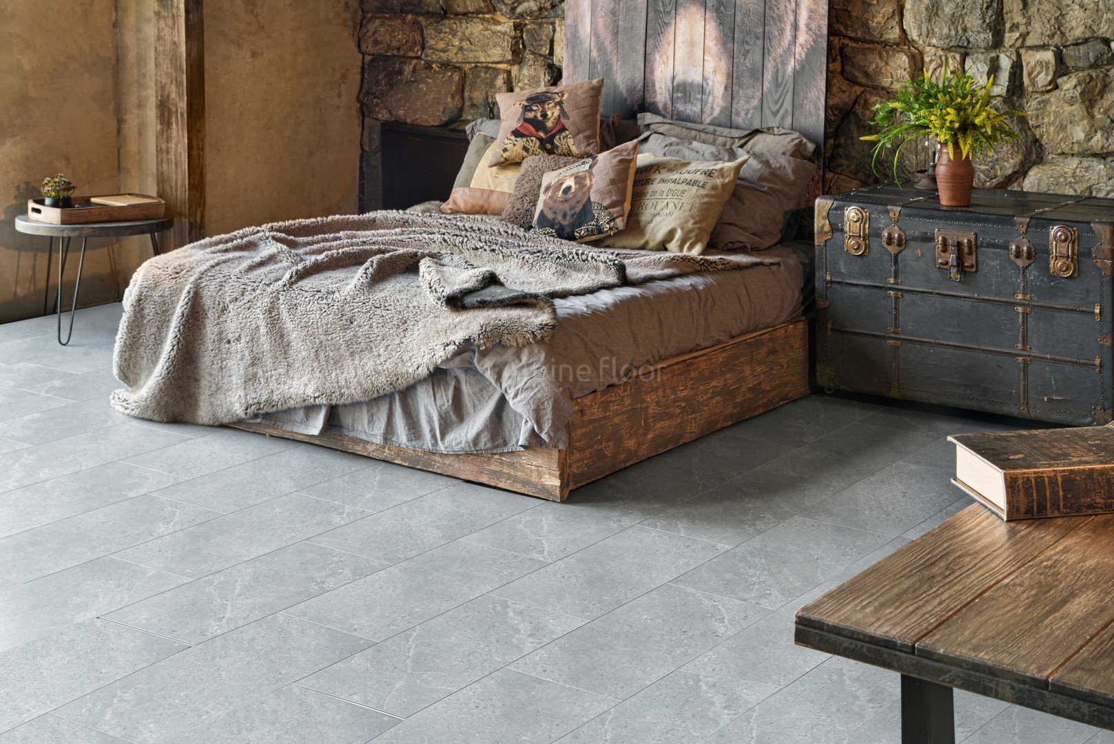 Кварцвиниловая плитка Alpine Floor клеевая Light Stone Блайд ЕCО 15-16 608×303×2,5 фото в интерьере