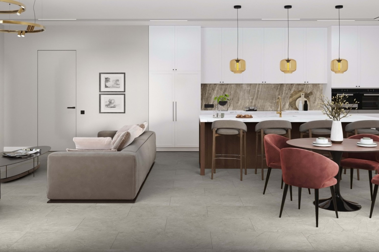 Кварцвиниловая плитка Damy Floor клеевая Ascent LVT Пик Лайла 6210-1-LVT 912,4×455,2×2,5 фото в интерьере