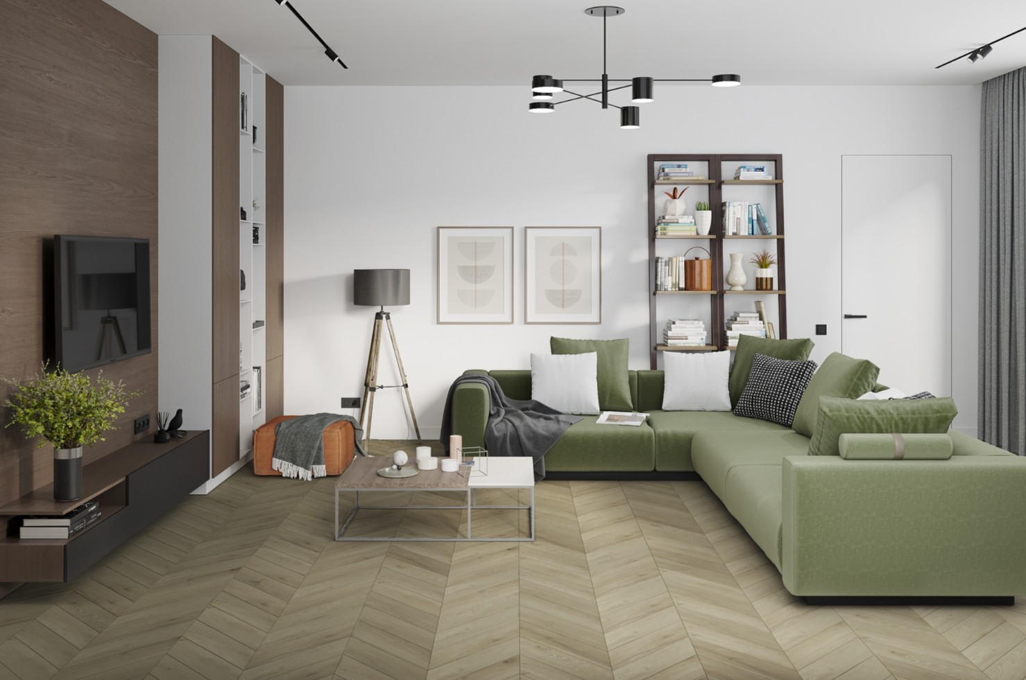 Кварцвиниловая плитка Damy Floor клеевая Chevron LVT Версаль DF01-Ch-LVT французская елка 600×127×2,5 фото в интерьере